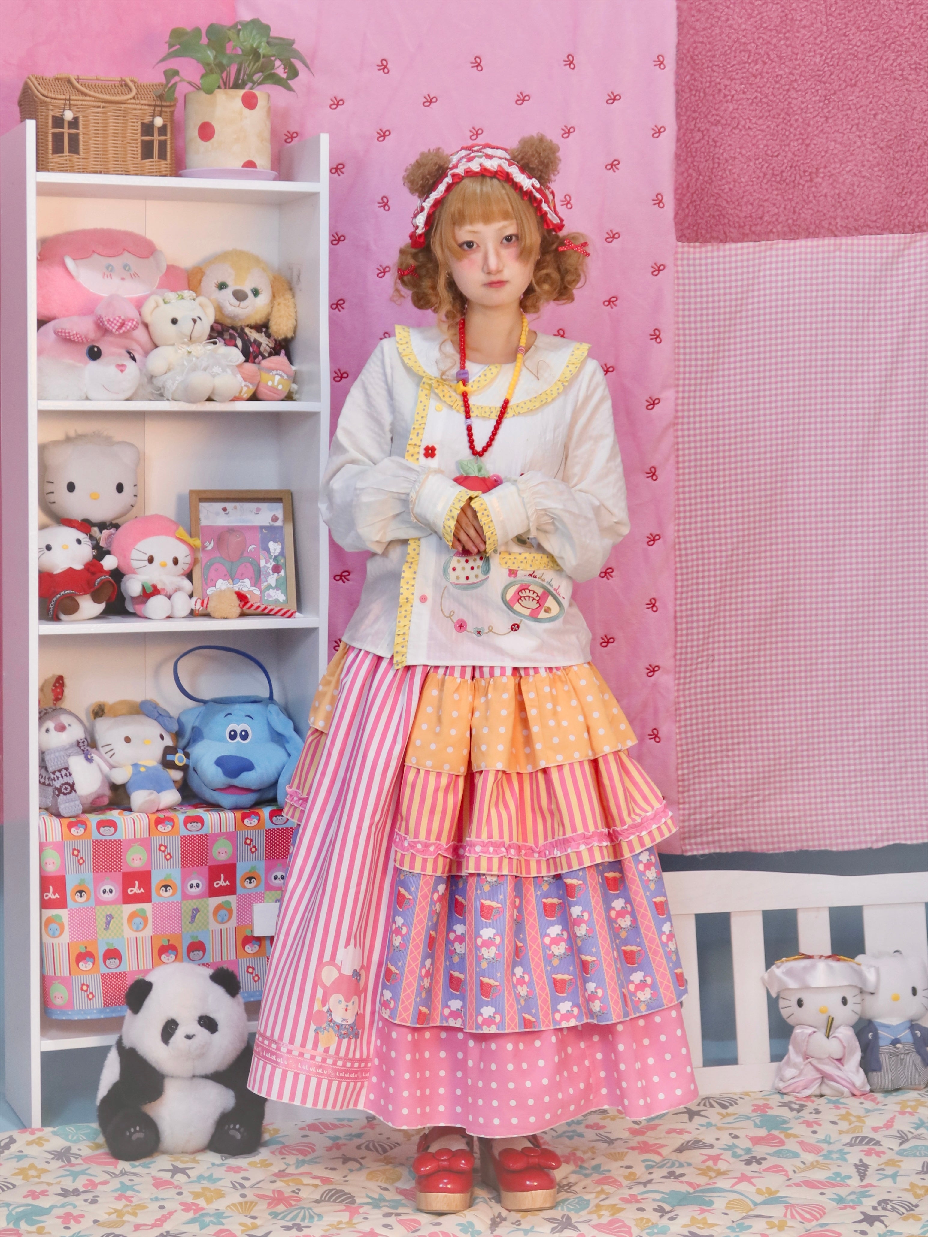 LULULULU Chef Mouse Print Lolita Cake Skirt | Japanese Kawaii Dessert Skirt by Land Decora