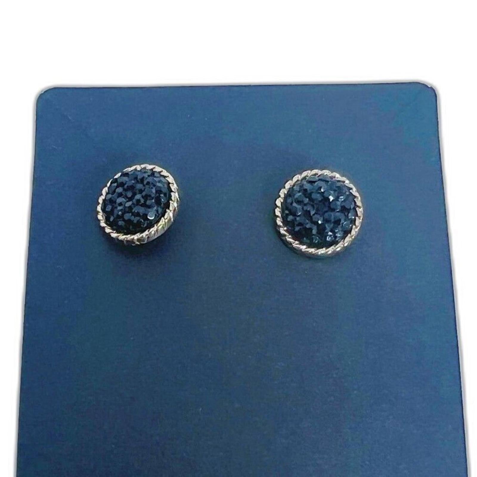 Vintage Black Clustered Stone Gold Rim Earring by Hot Girl Secondhand