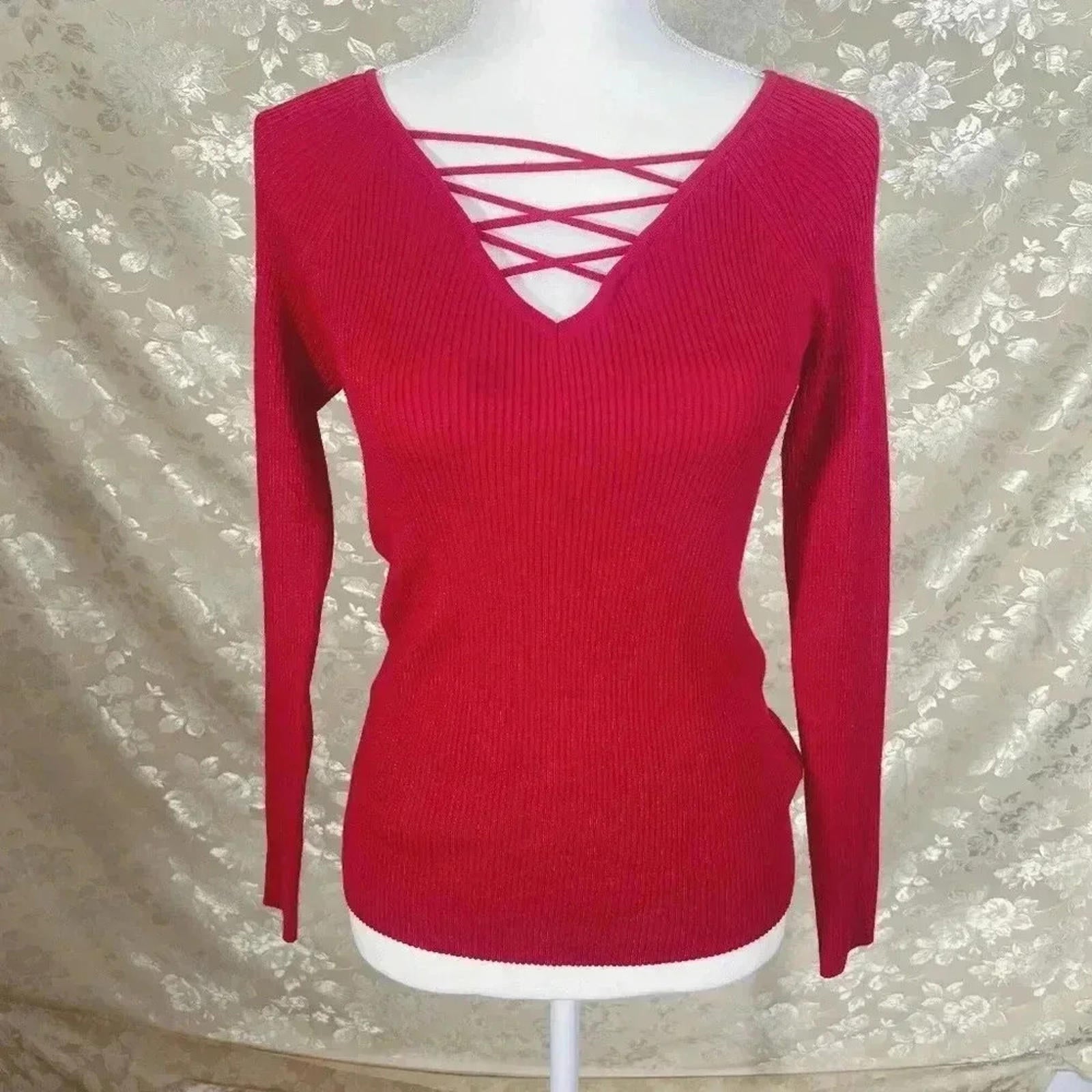y2k Vintage The Slope Red Ribbed Long Sleeve Shirt Size L by Hot Girl Secondhand