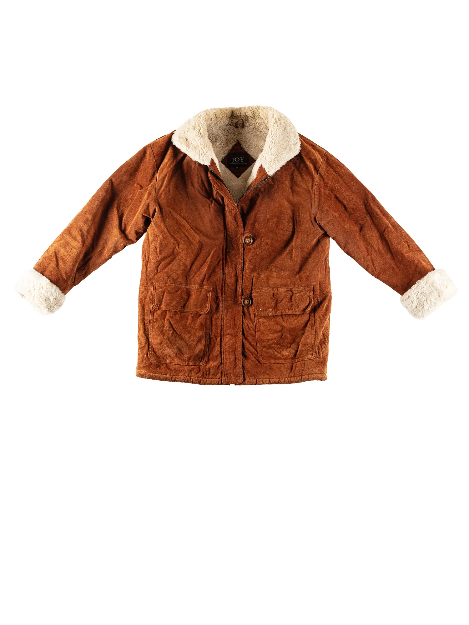 Vintage 80's Women Faux Sheepskin Coat in Brown by Northern Grip