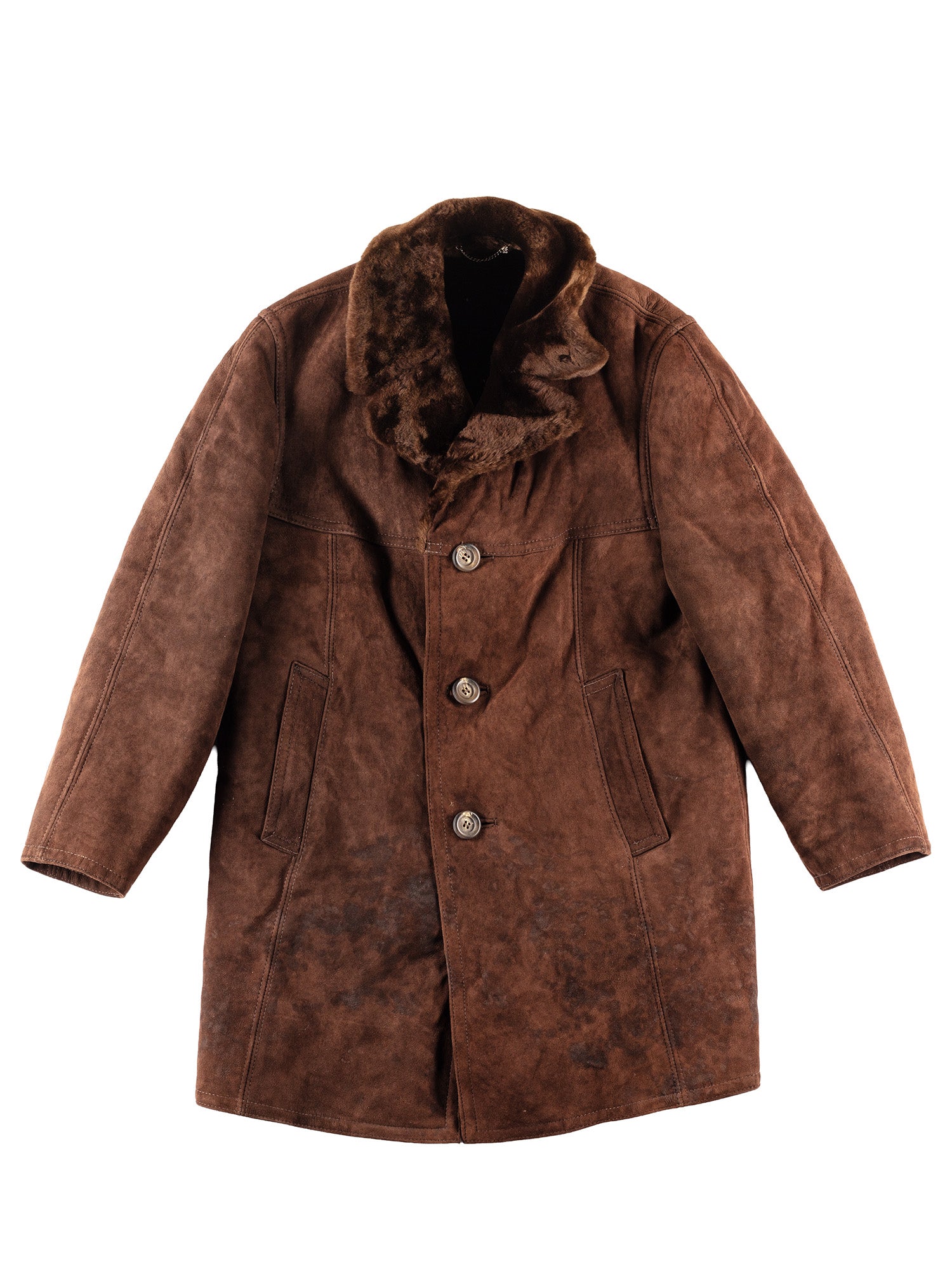 Vintage 80's Men Sheepskin Coat in Brown by Northern Grip