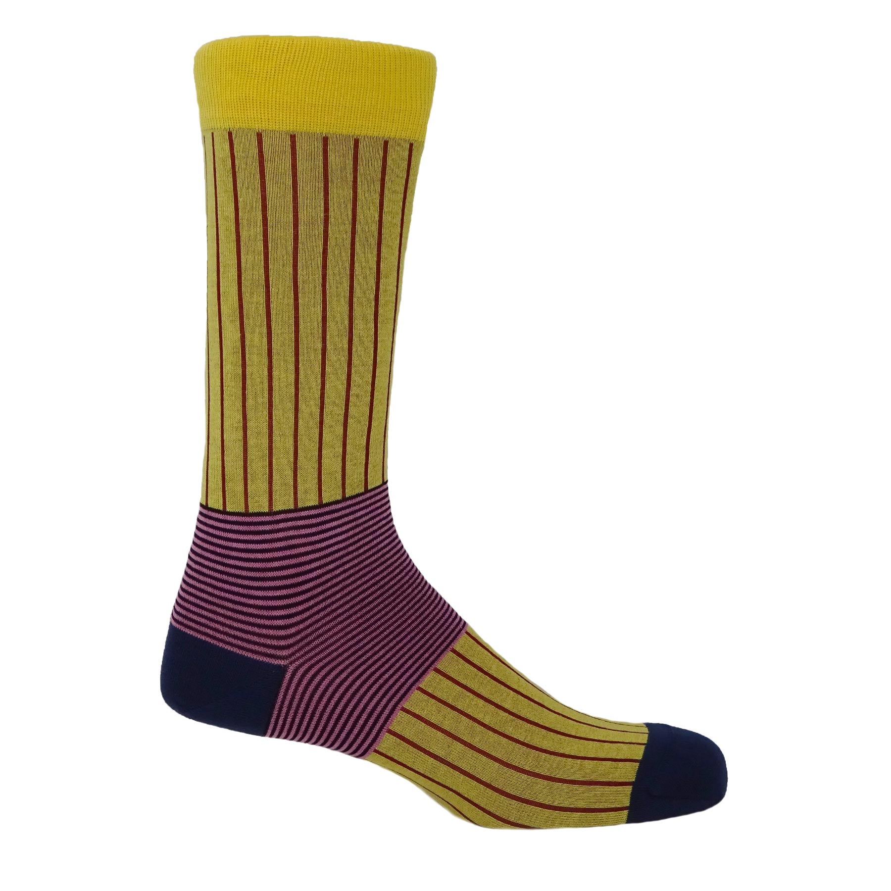 Oxford Stripe Men's Socks - Yellow by Peper Harow