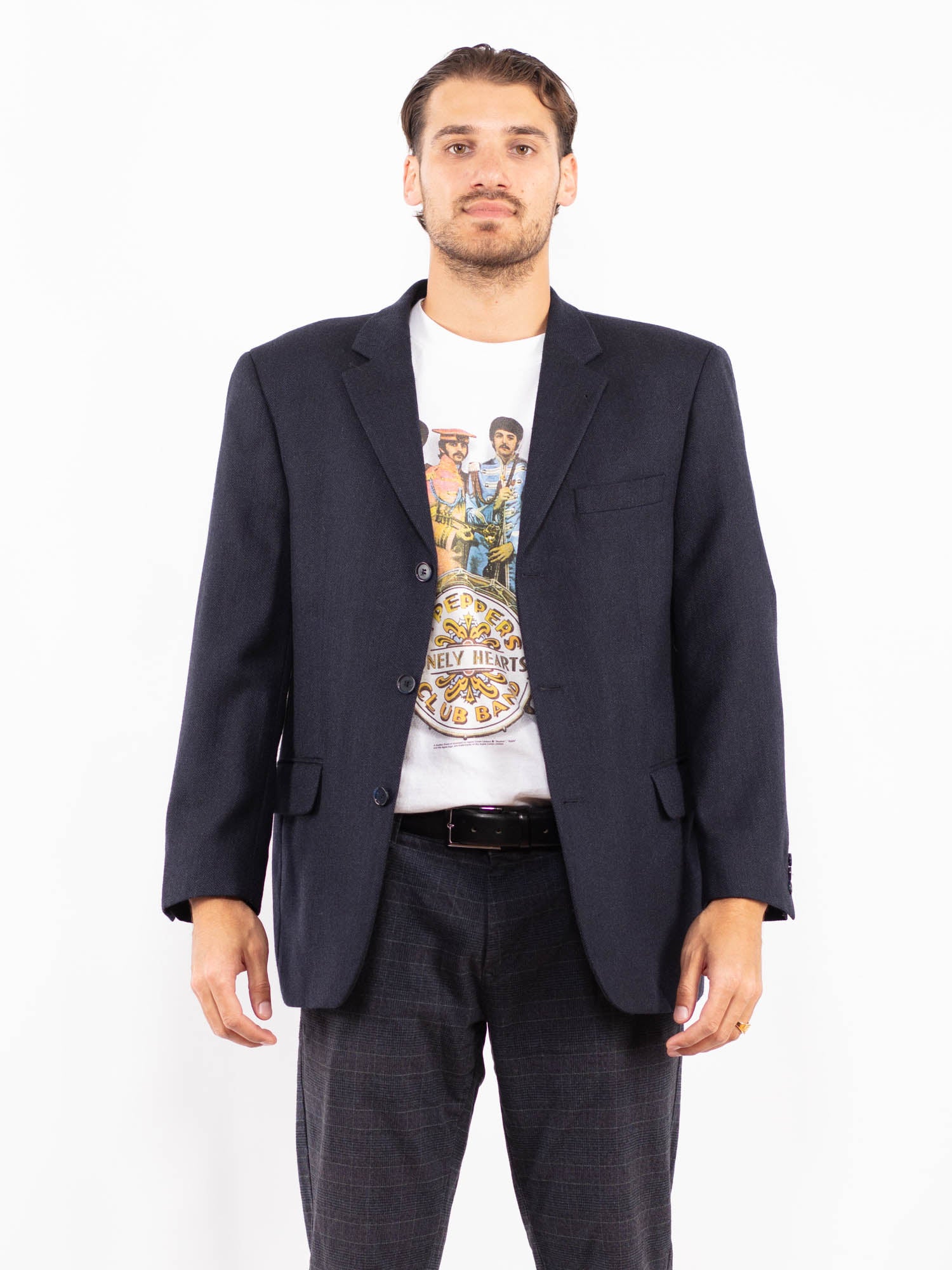 Vintage 90's Men Wool Blazer Jacket in Blue by Northern Grip
