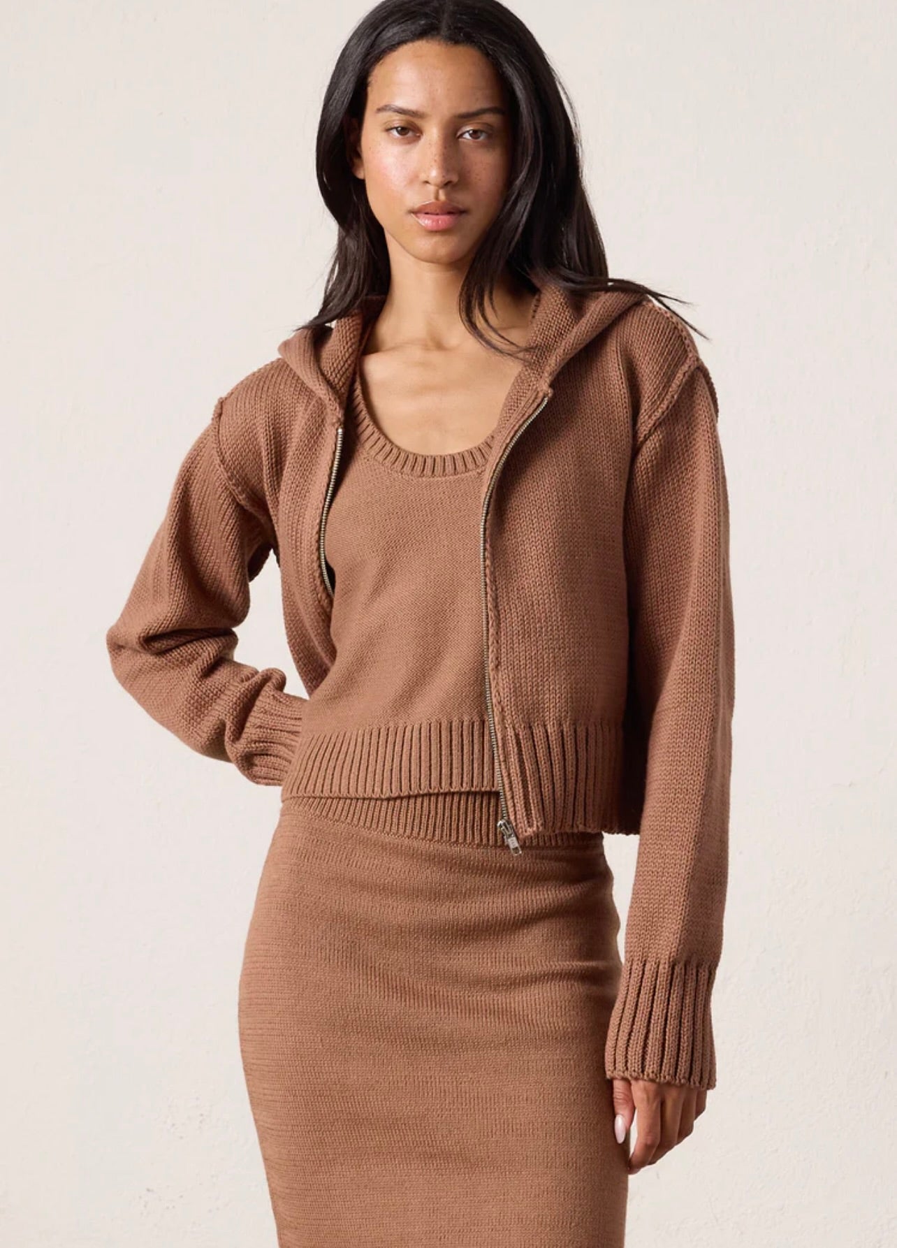 Mills Shrunken Cotton Zip Hoodie Sweater by Sierra Deene