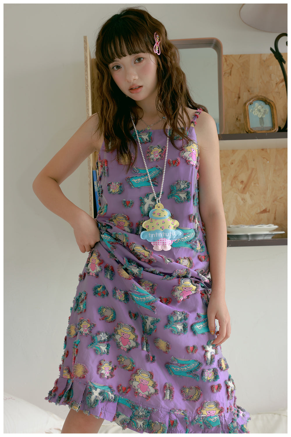tntntutu Shiny Angel Dress | Harajuku Purple Jacquard Skirt by Land Decora