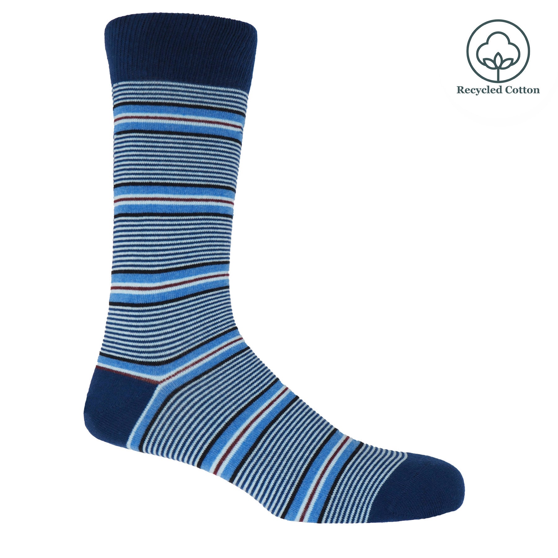 Multistripe Men's Socks - Navy by Peper Harow