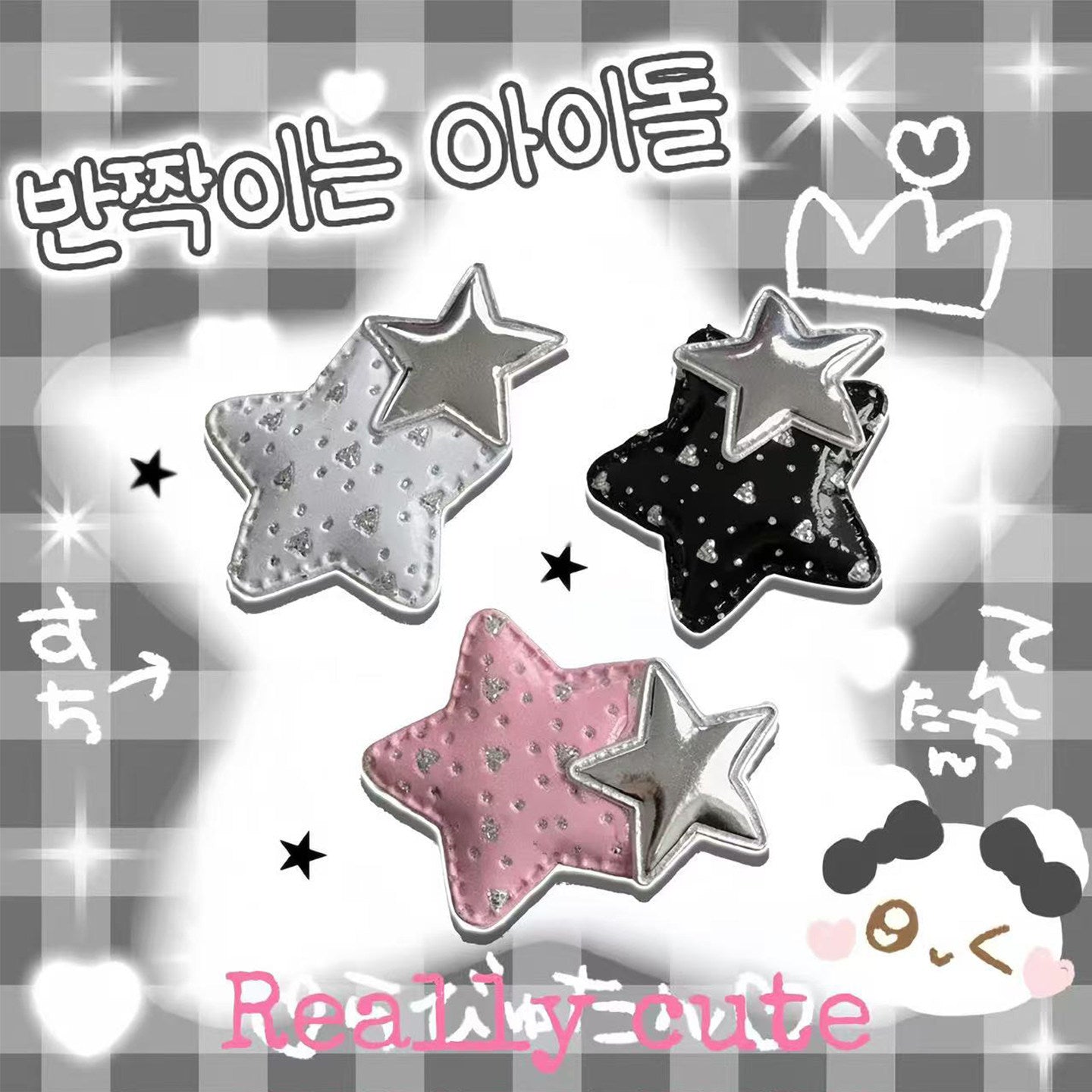 Vintage Y2K Star Hair Clip Set Cute Fabric Accessories by Land Decora