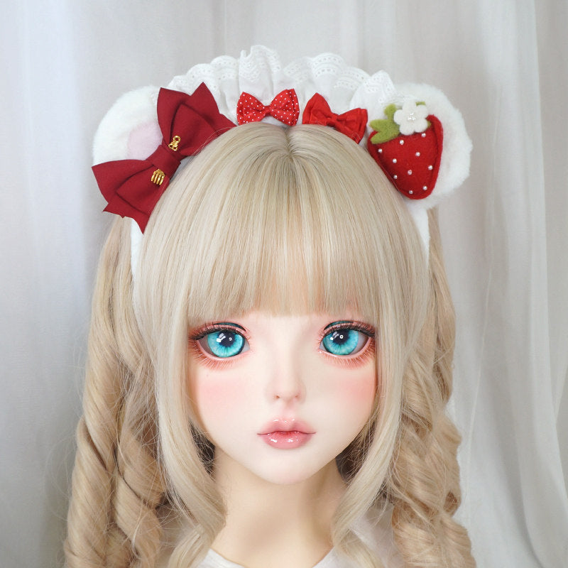 Kawaii Strawberry Bear Ear Headband - Maojiang by Land Decora