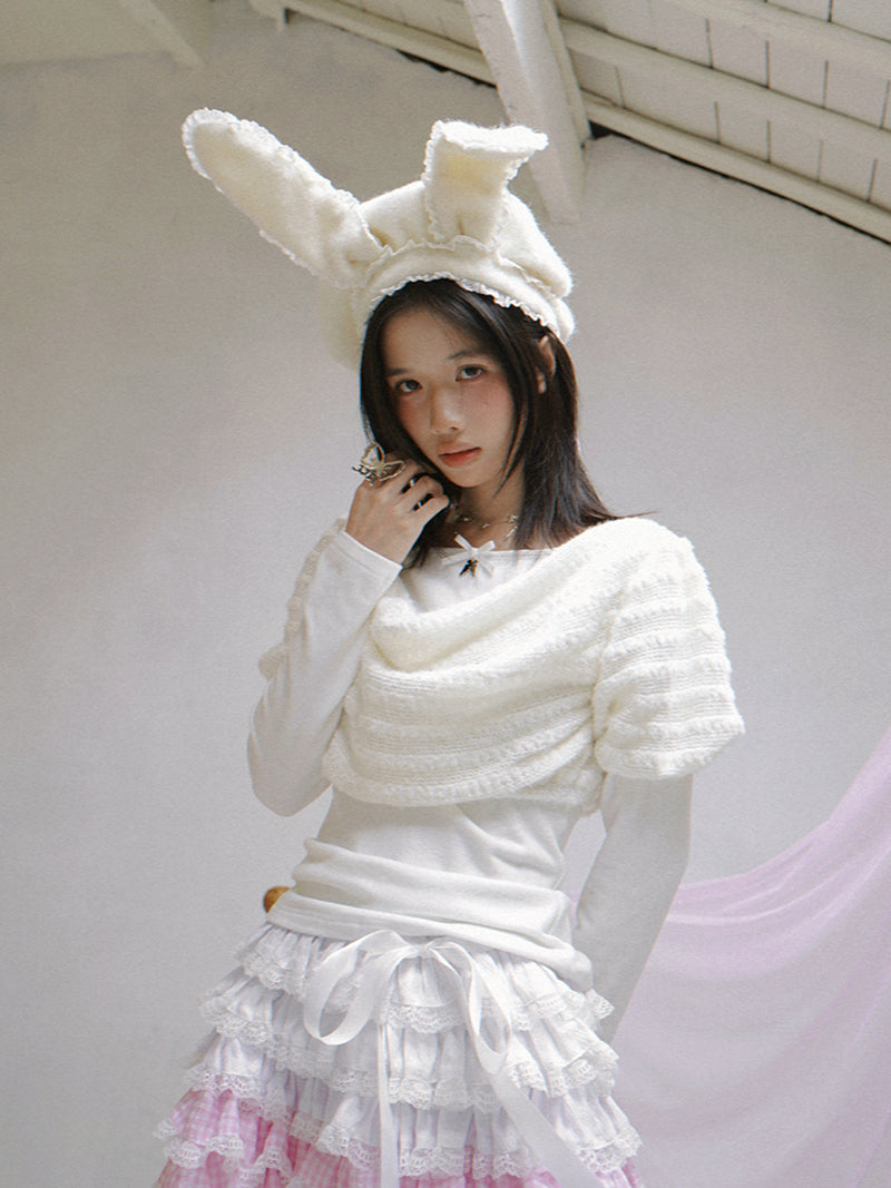 Bow Drape Layered Knit Top - daytoday everyday institute by Land Decora