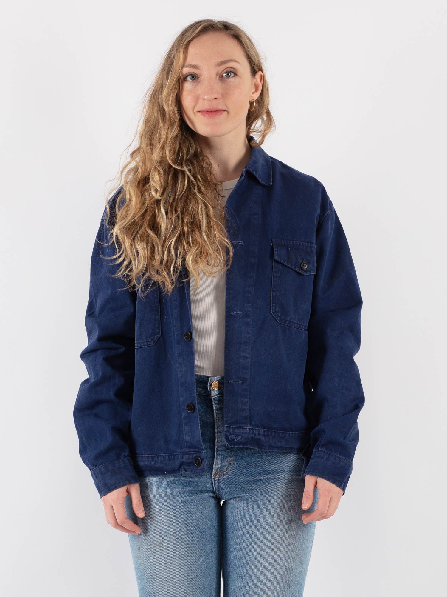 Vintage 80's Women Italian Work Jacket in Blue by Northern Grip