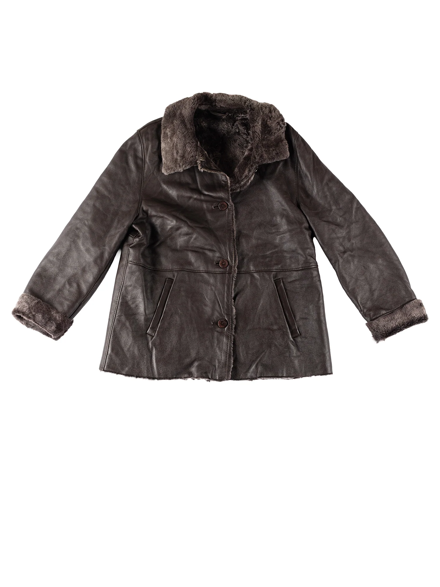 Vintage 80's Women Sheepskin Jacket in Brown by Northern Grip