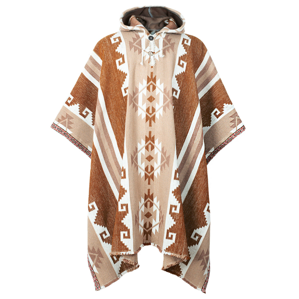 Llama Wool Unisex South American Handwoven Thick Hooded Andean Poncho by ECUALAMA
