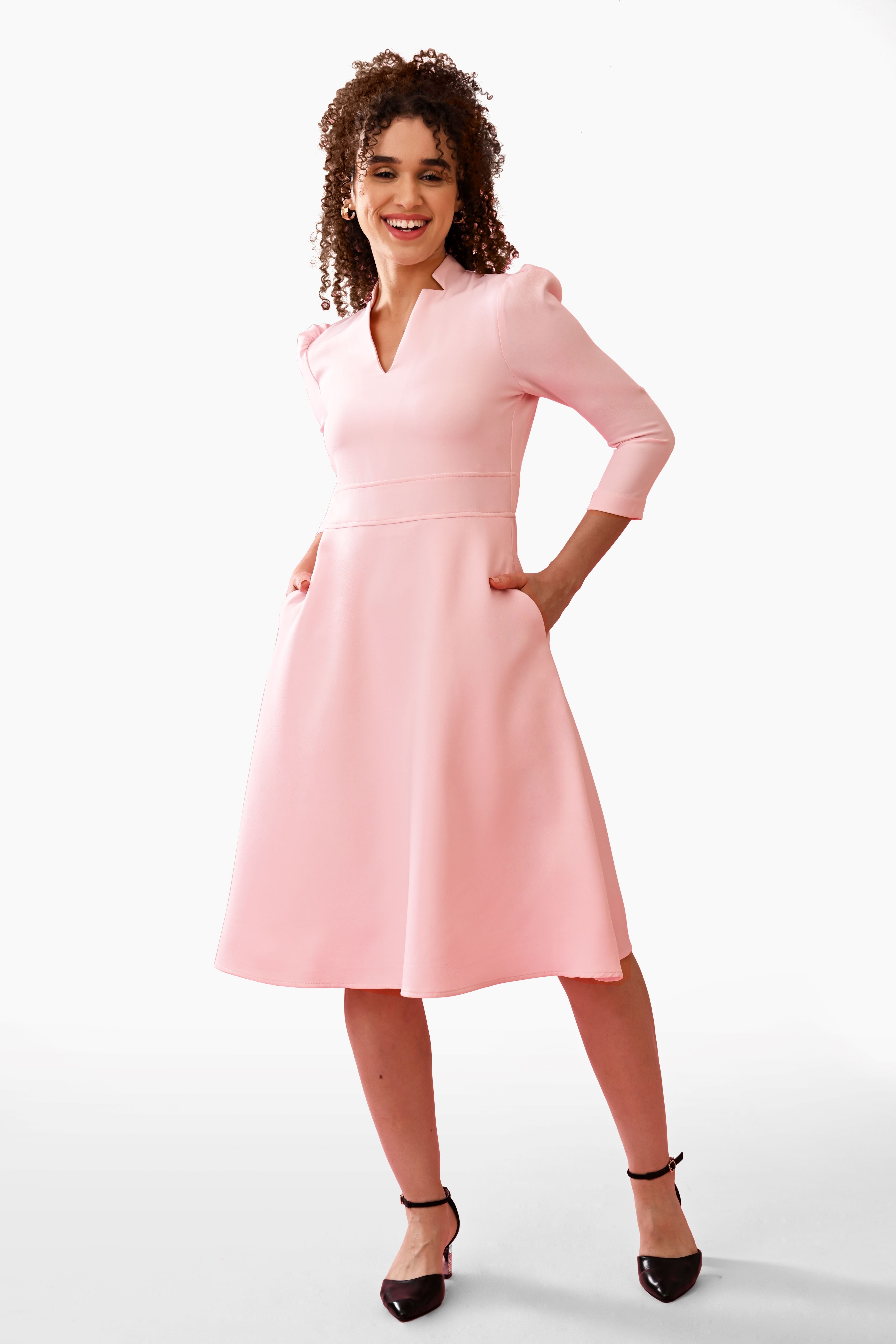 Vision Flare Crepe Midi Dress by Point of View Label