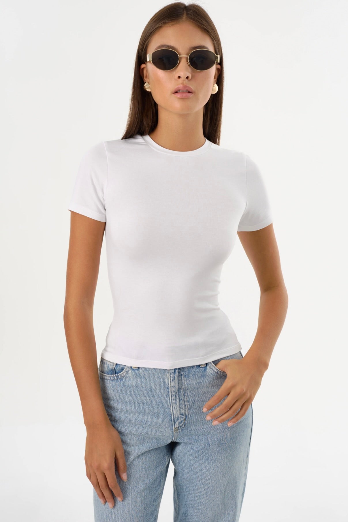 Moa Jersey Crew Neck Tee - White by Sierra Deene