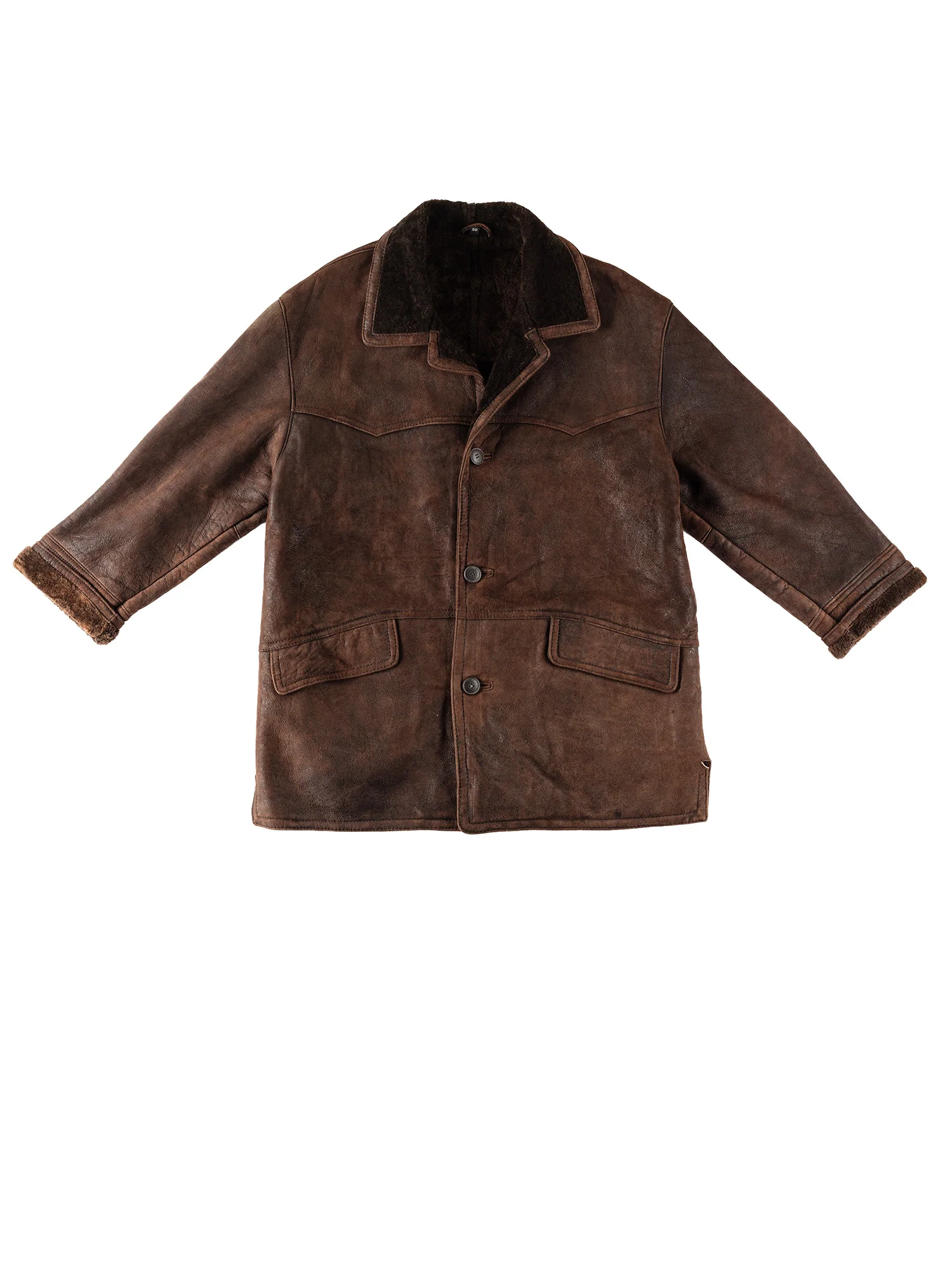 Vintage 80's Men Sheepskin Coat in Brown by Northern Grip
