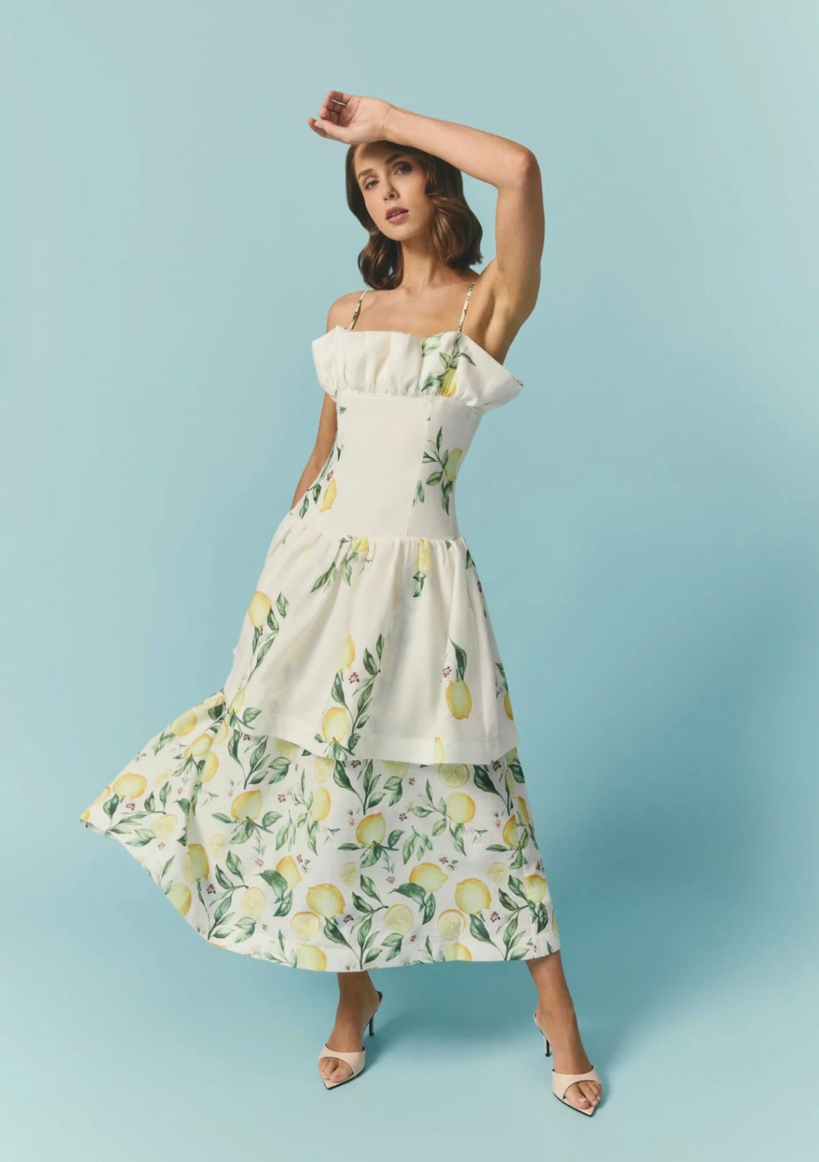 Elliatt Hana Tiered Maxi Dress in Lemon Print by Sierra Deene
