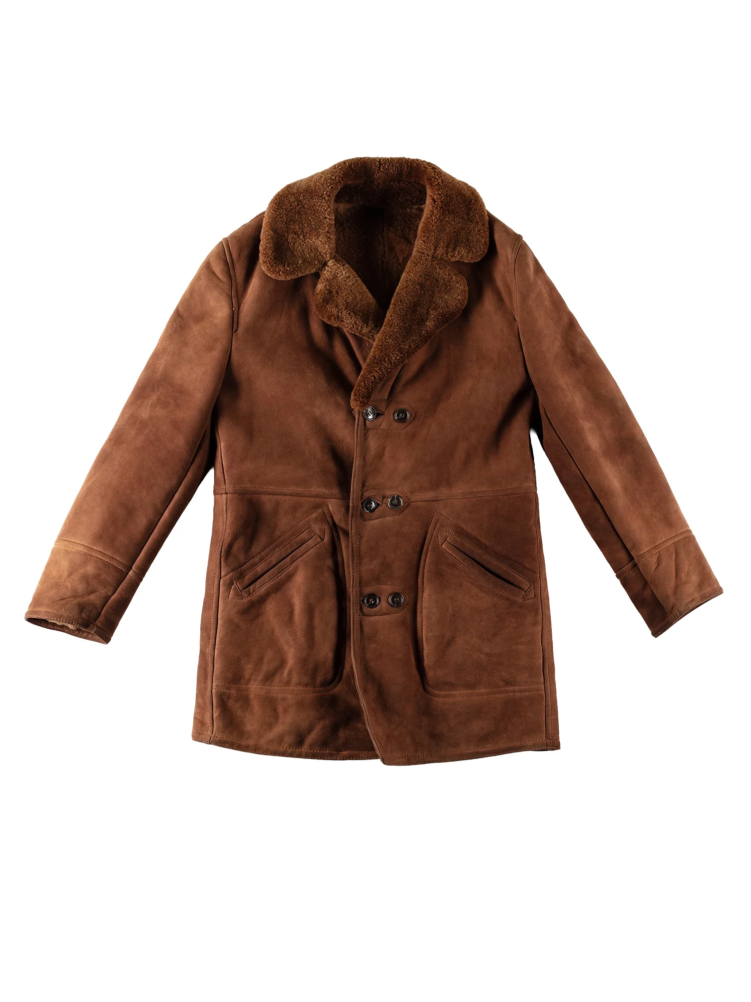 Vintage 70's Men Sheepskin Coat in Brown by Northern Grip