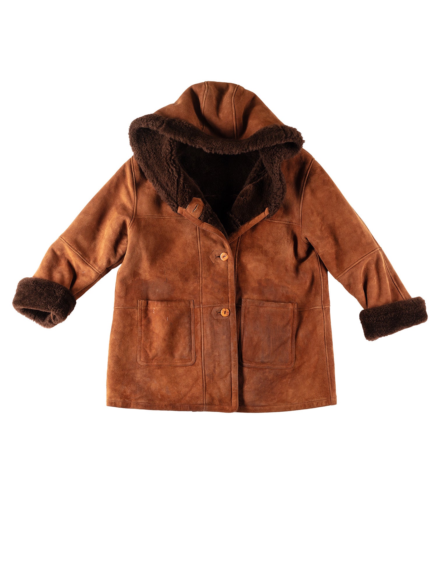 Vintage 80's Women Sheepskin Coat in Brown by Northern Grip