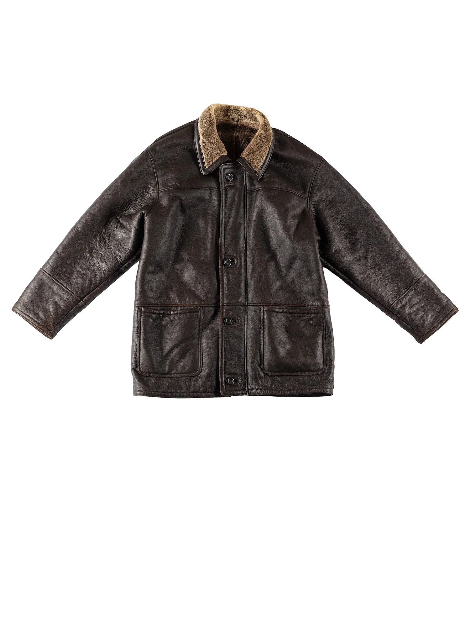 Vintage 80's Men Sheepskin Coat in Dark Brown by Northern Grip