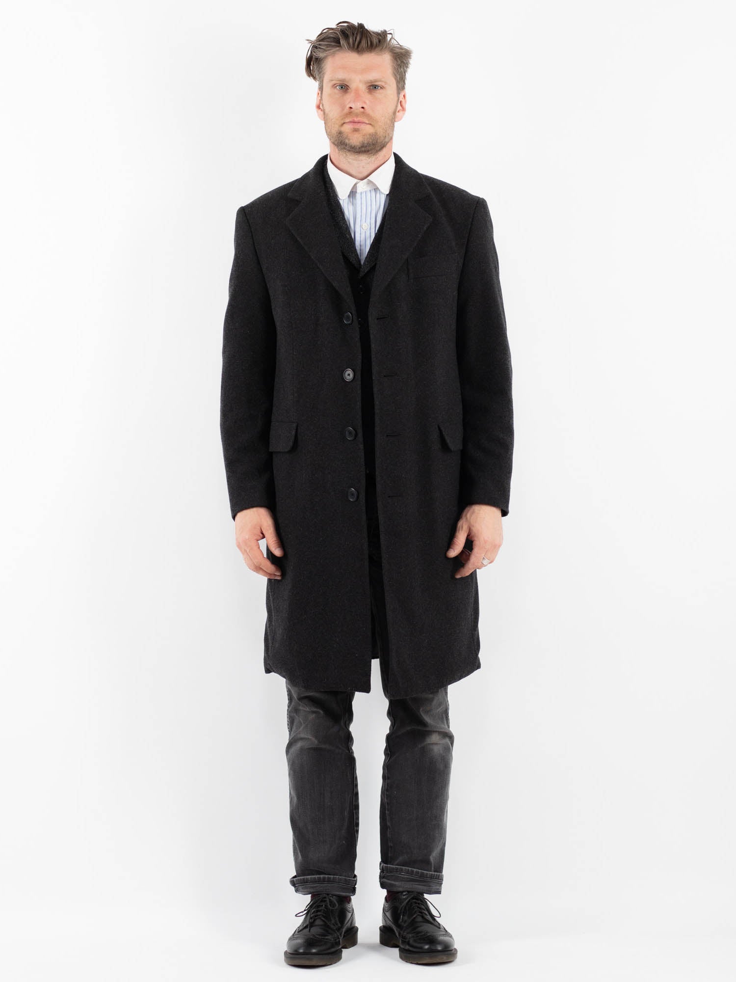 Vintage 00's Men Wool Blend Coat in Gray by Northern Grip