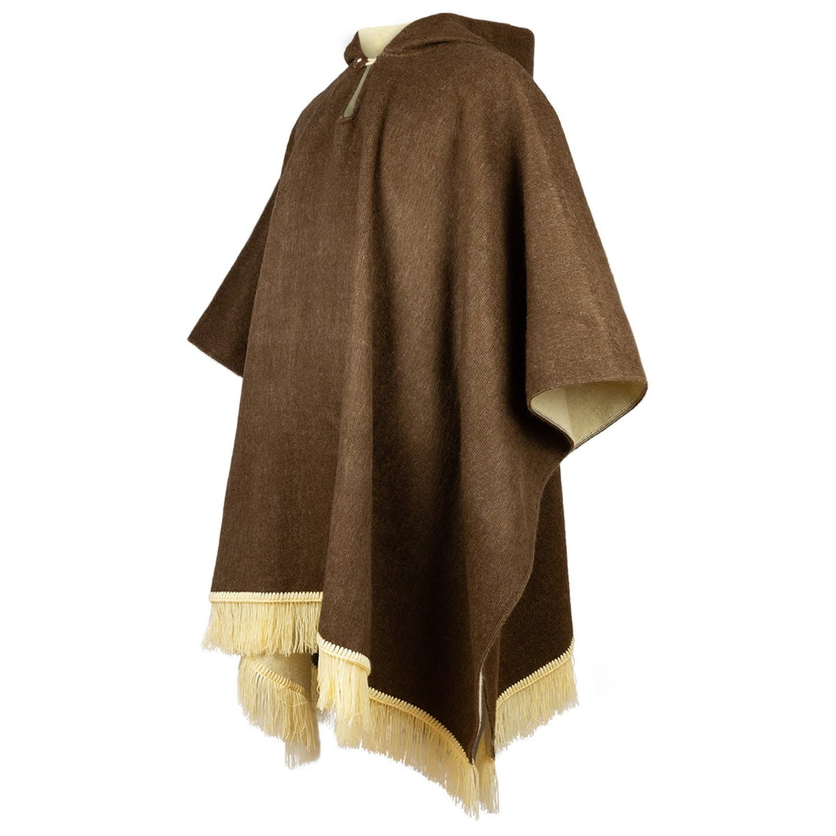 Tigua - Baby Alpaca wool Hooded Unisex Poncho S-XXL - Solid pattern - by ECUALAMA