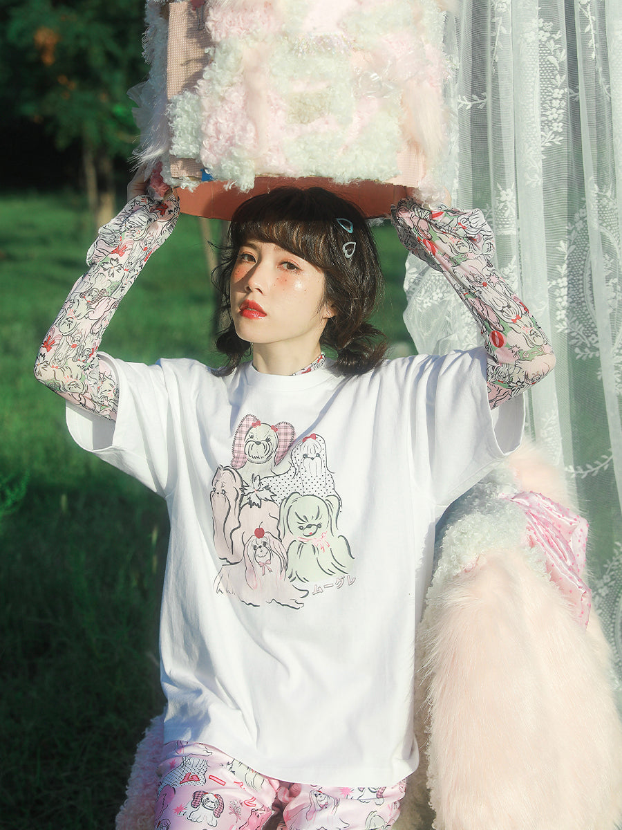 Meugler Cute Puppy Print T-Shirt – Soft Cotton & Playful Design by Land Decora