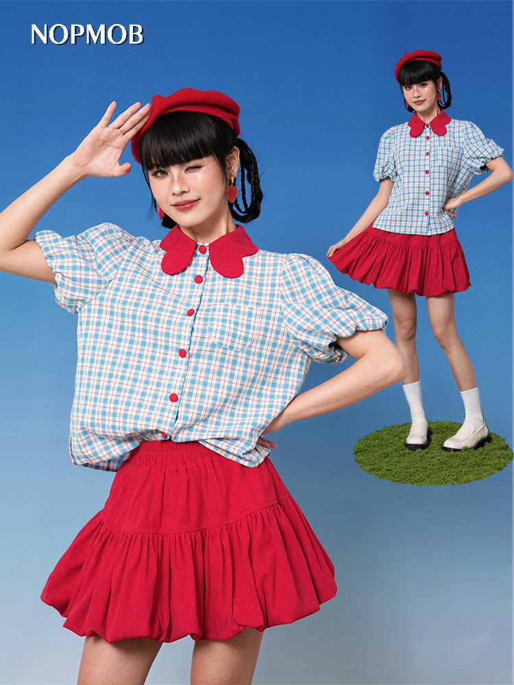 Showa Plaid Academy Shirt & Skirt - NOPMOB by Land Decora