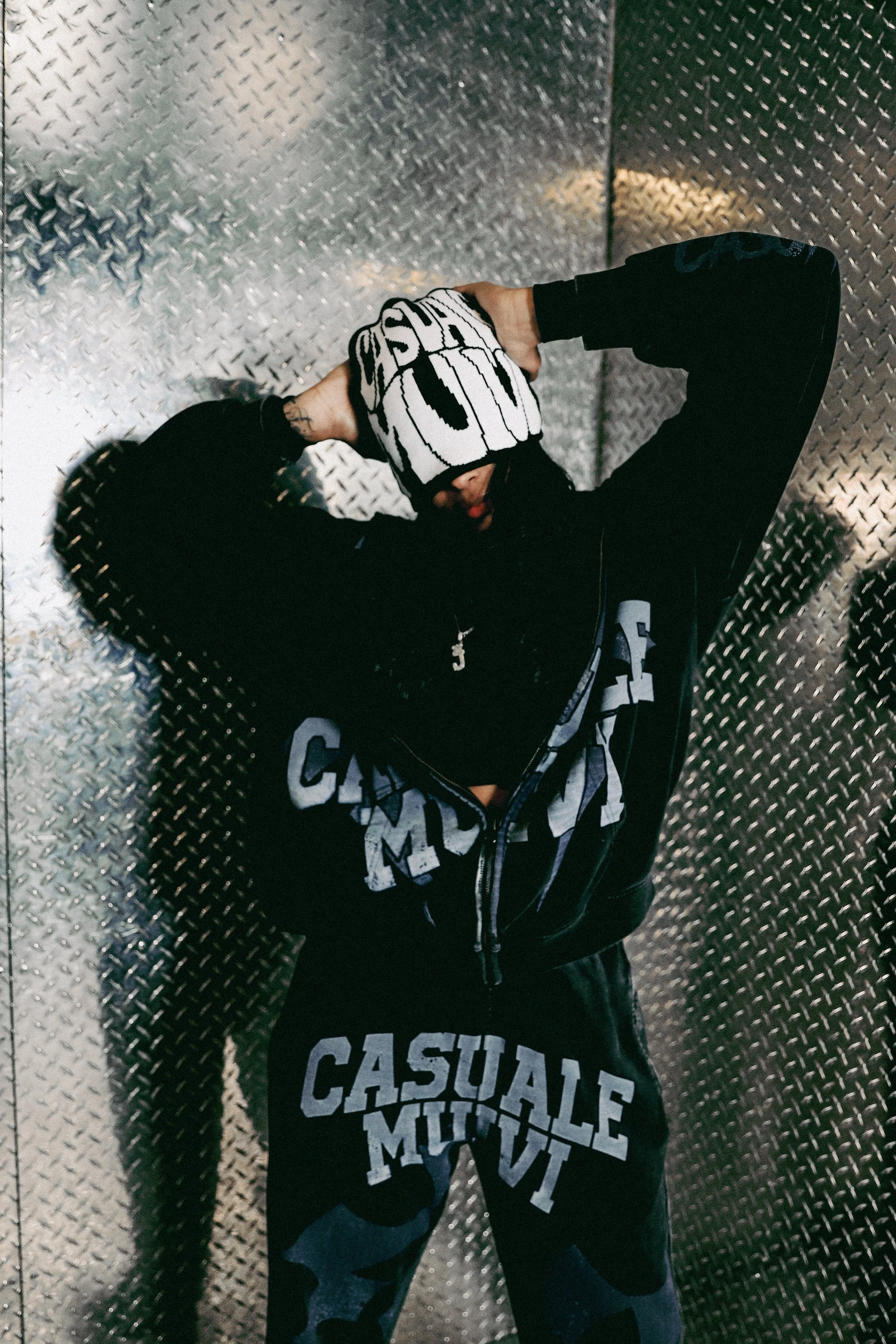 All Back Acid-Washed SweatSuit Set.Made To Fit. by Casuale Muivi