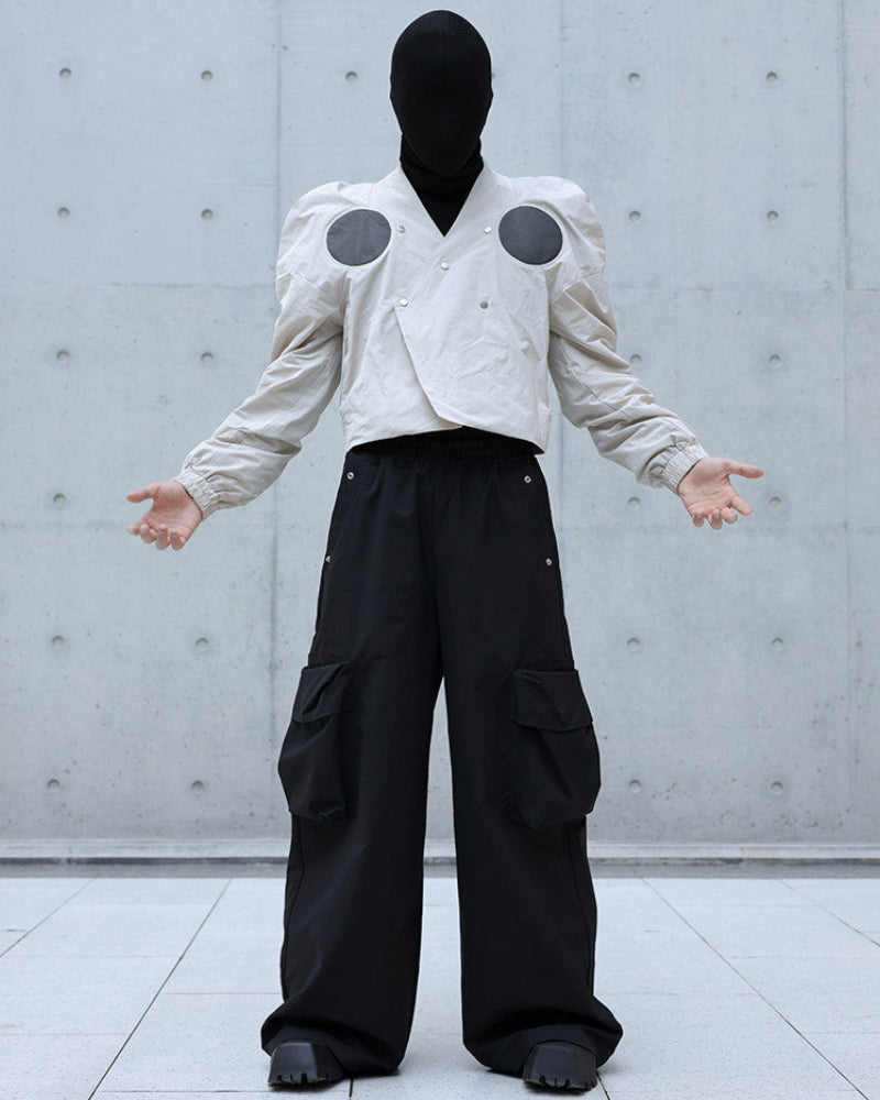 3D Tailored Dark Shoulder Crop Jacket by OFFCULTURE