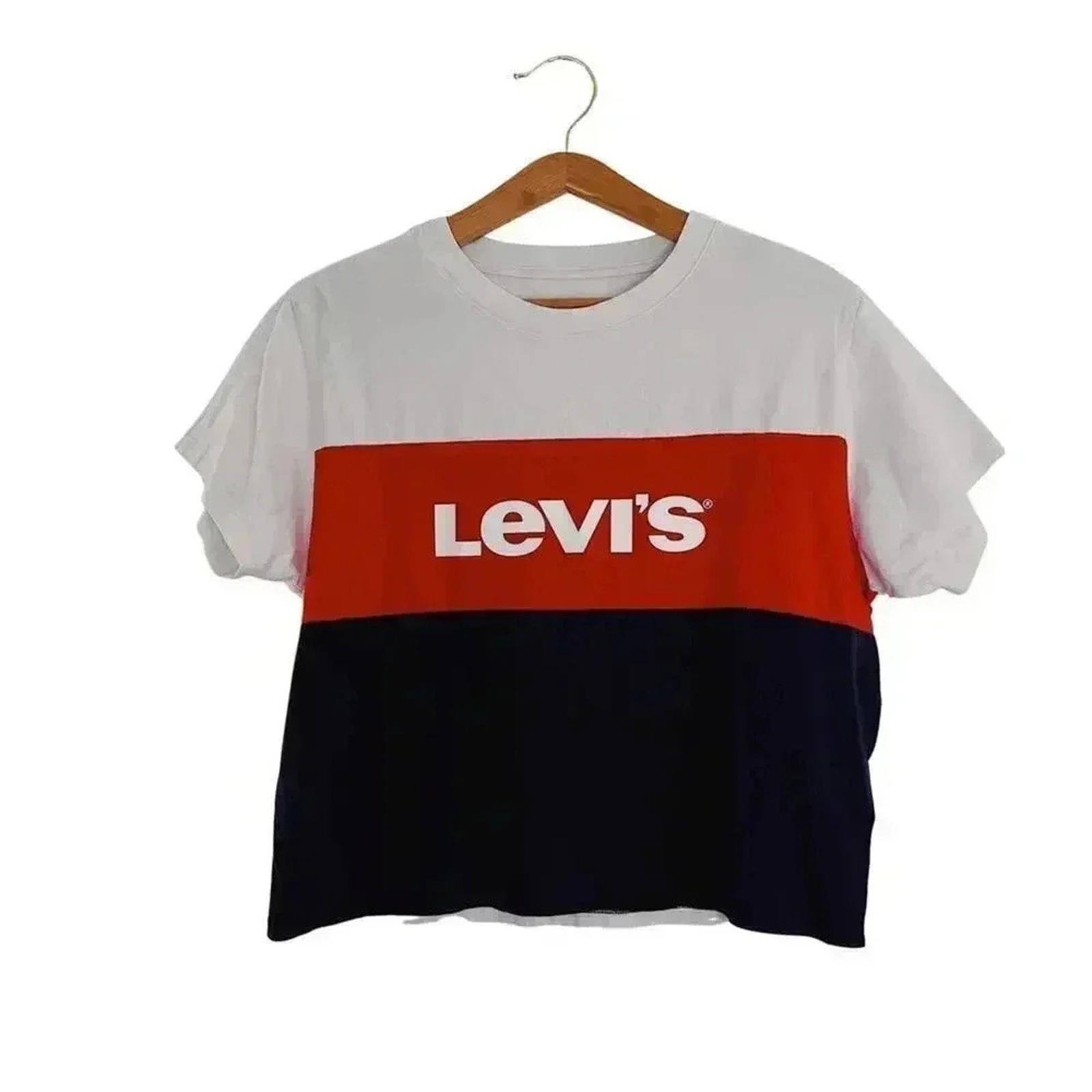 Levi's Blue and Red Crop Top Summer Americana Women's Size M by Hot Girl Secondhand