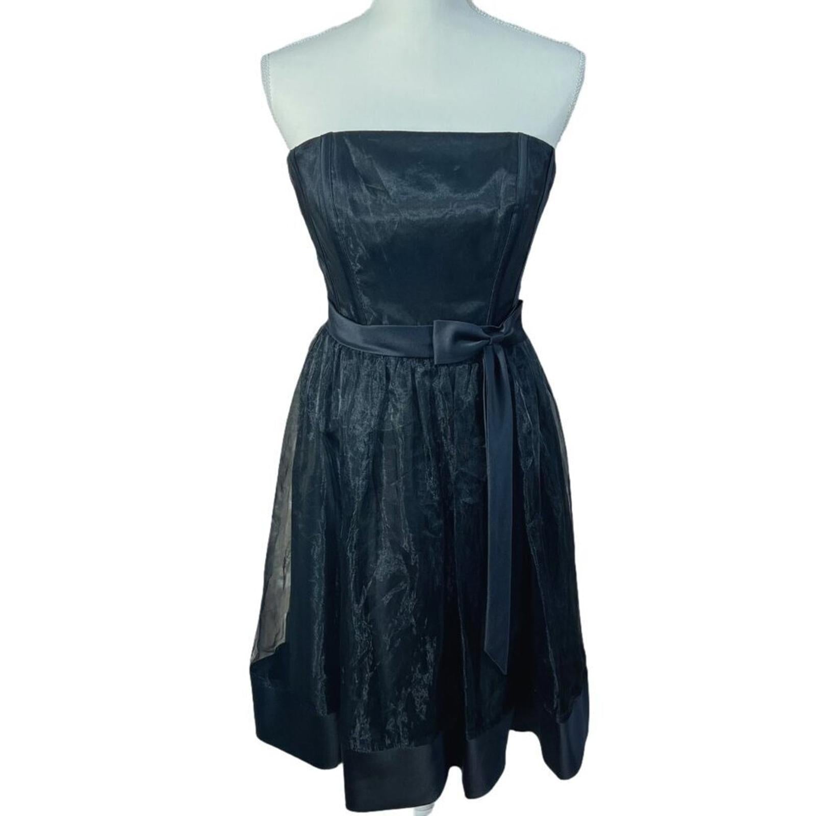 Vintage Alfred Angelo Black Strapless Organza Dress Corset Top Satin B by Hot Girl Secondhand