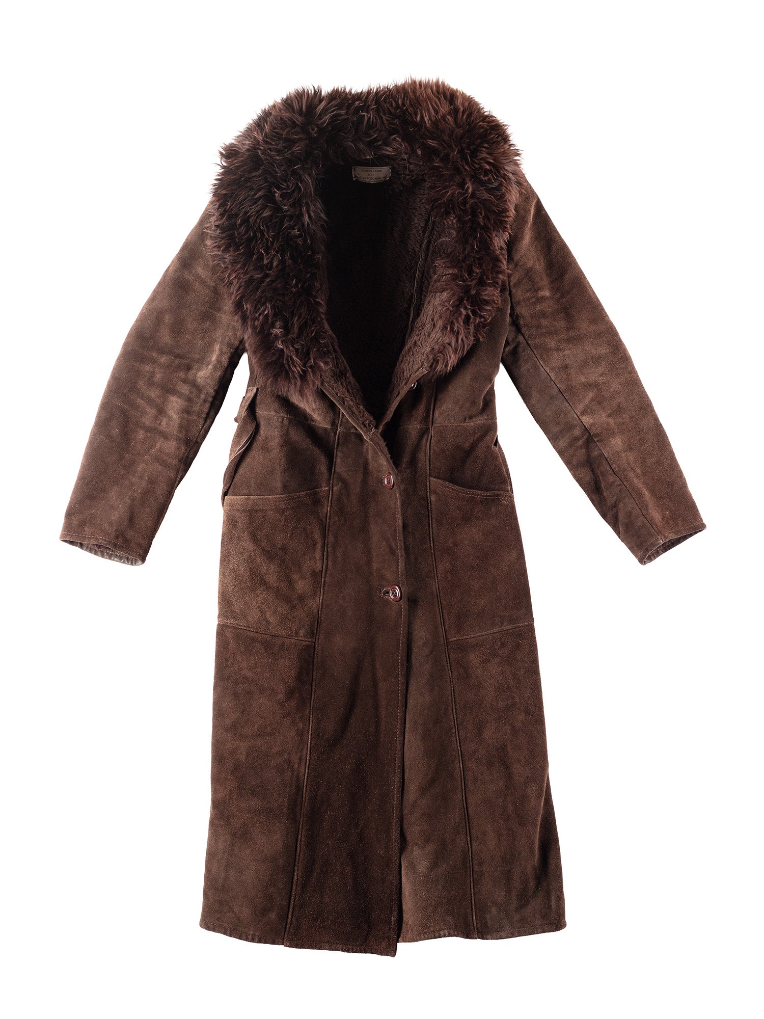 Vintage 90's Women Faux Sheepskin Coat in Brown by Northern Grip