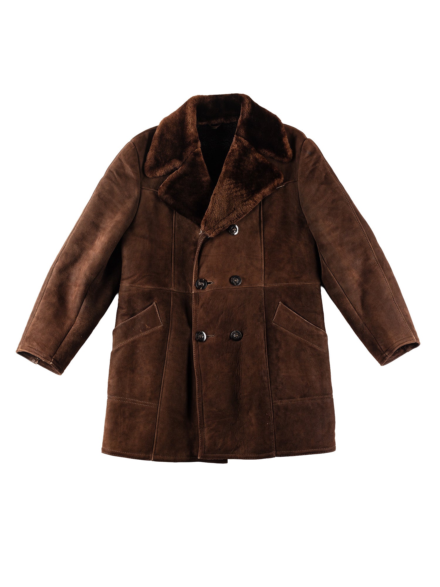 Vintage 70's Men Sheepskin Coat in Brown by Northern Grip