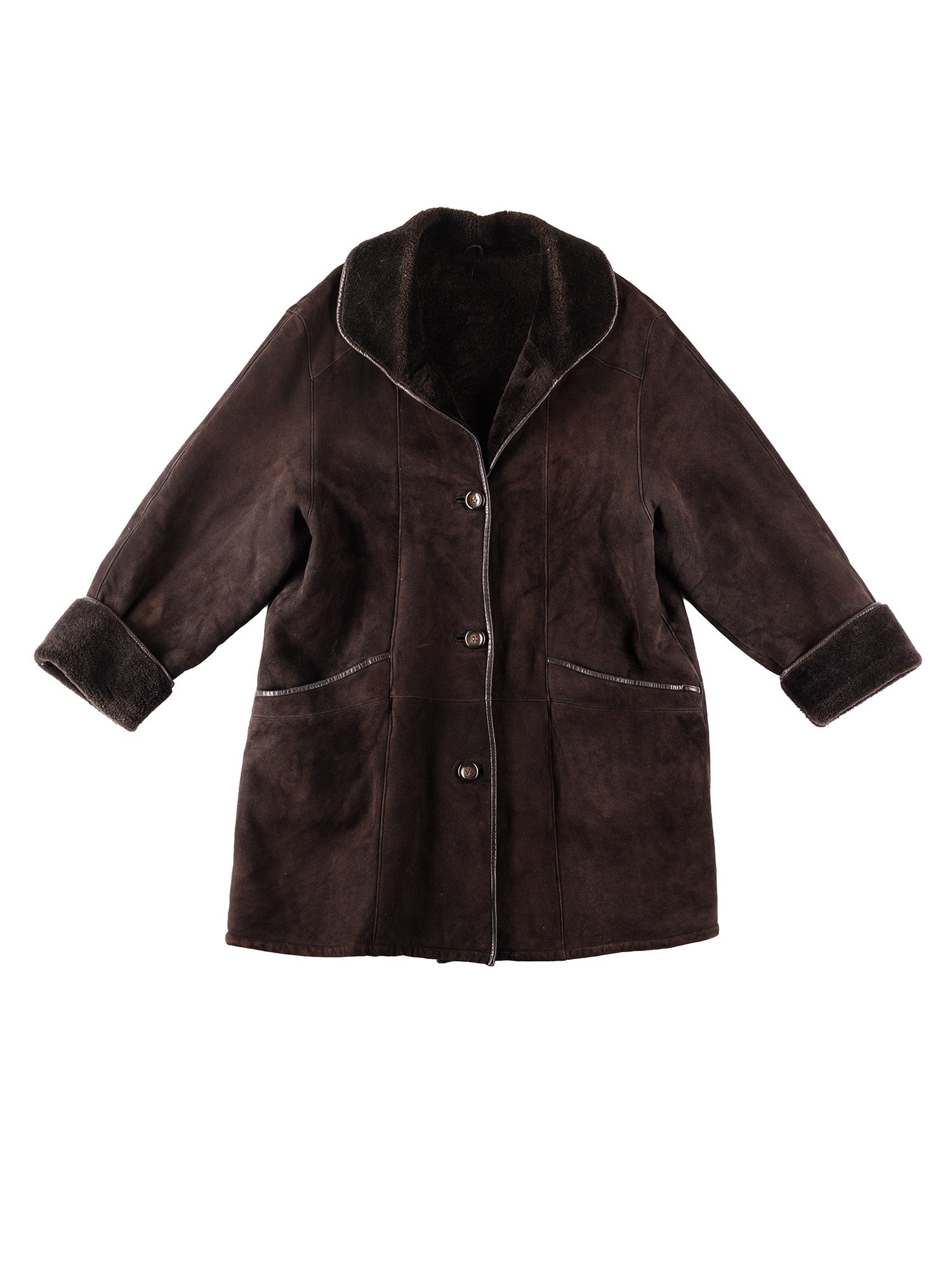 Vintage 90's Women Sheepskin Coat in Brown by Northern Grip