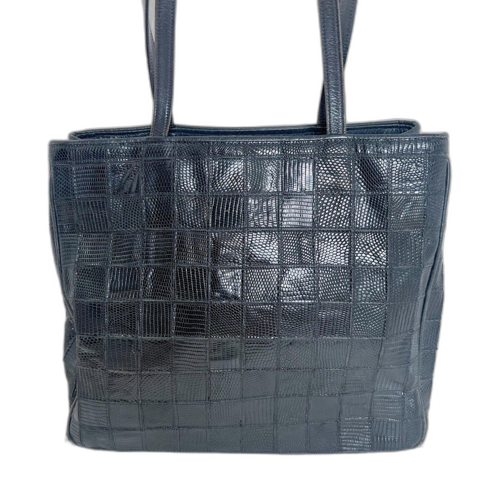 Vintage Kleinberg Sherrill Black Snakeskin Leather Grid Shoulder Bag P by Hot Girl Secondhand