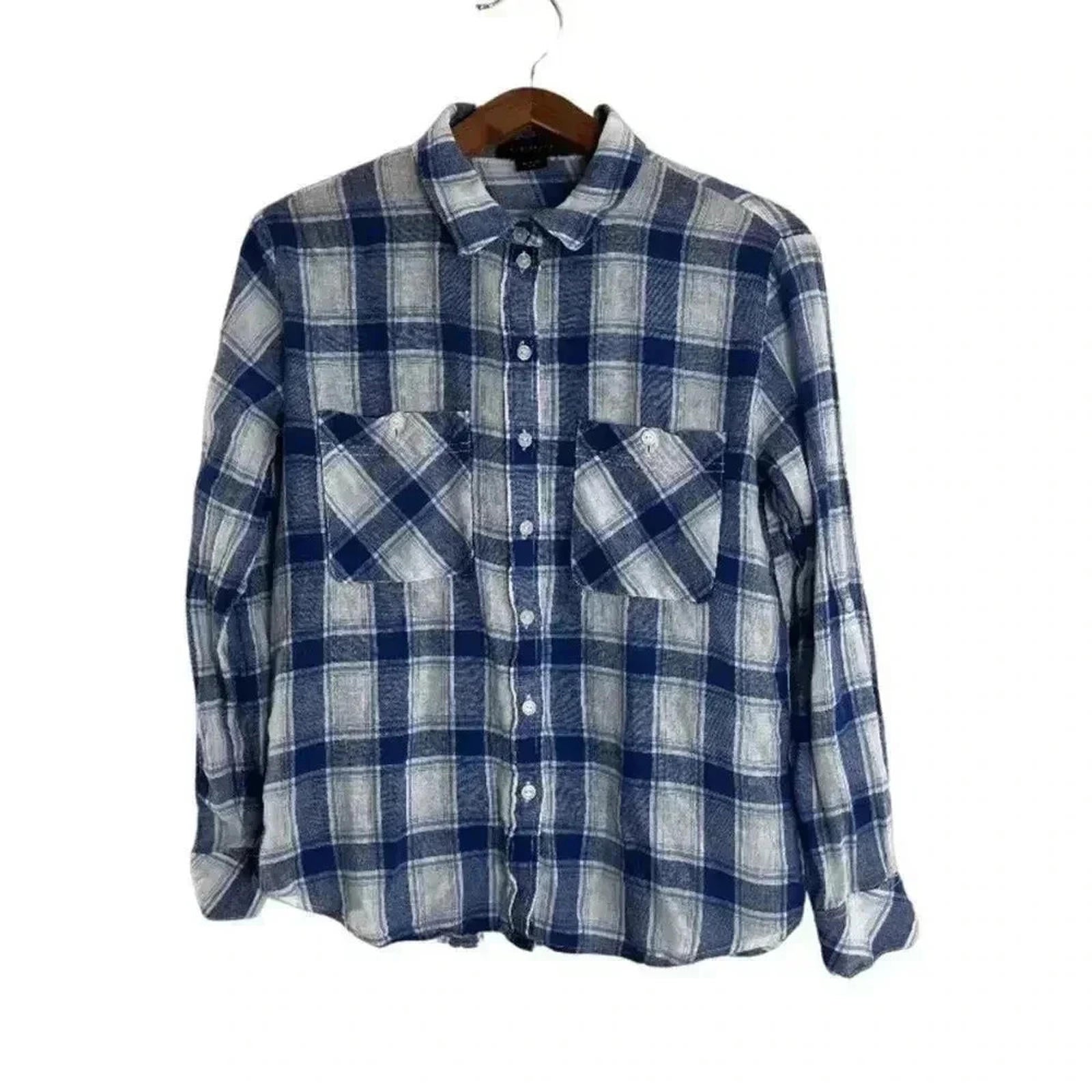 Sanctuary Blue White Plaid Long Sleeve Button Up Blouse Western Women' by Hot Girl Secondhand