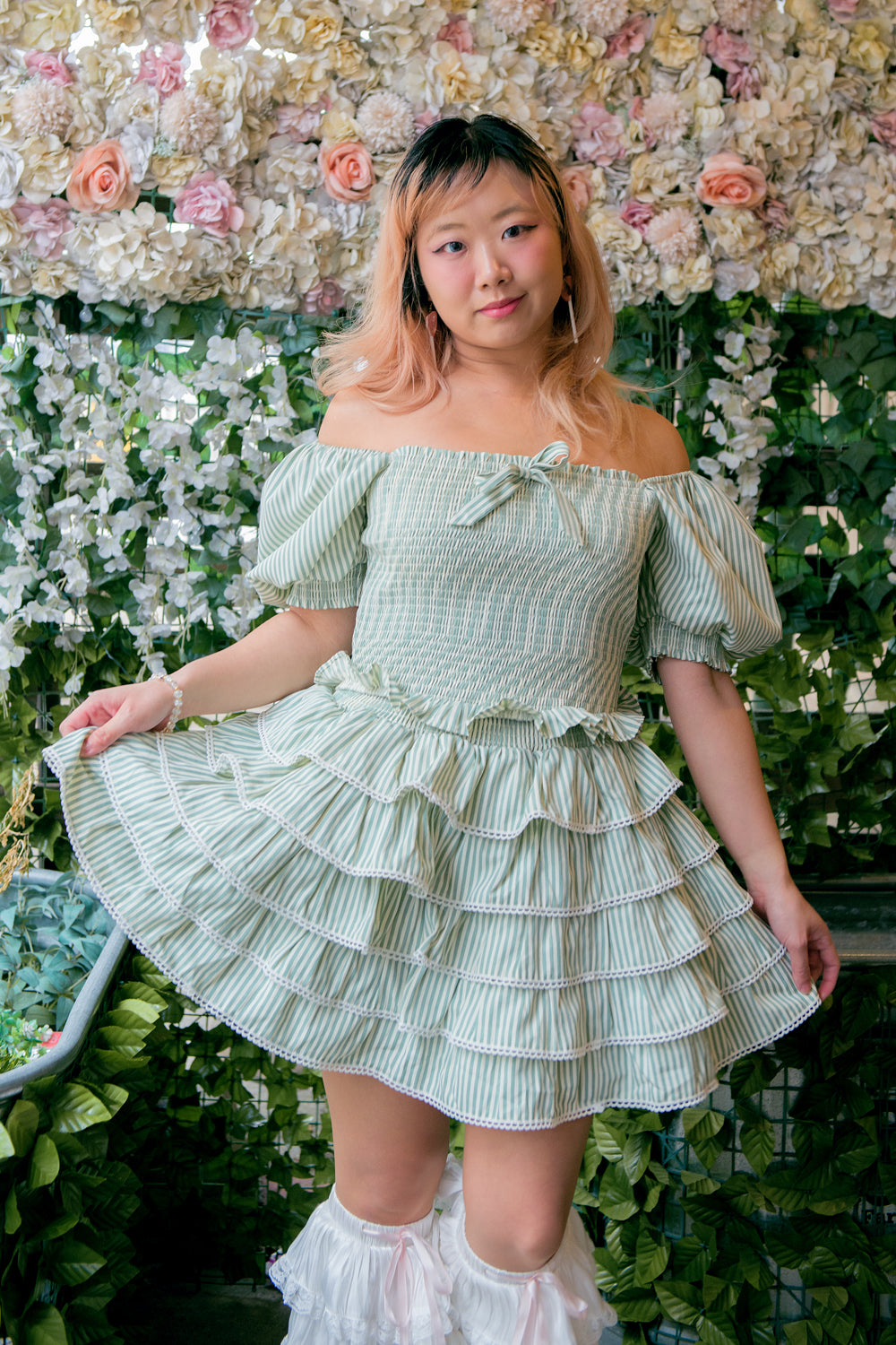 Matcha Latte Angel Mini Skirt by Miss Candyholic