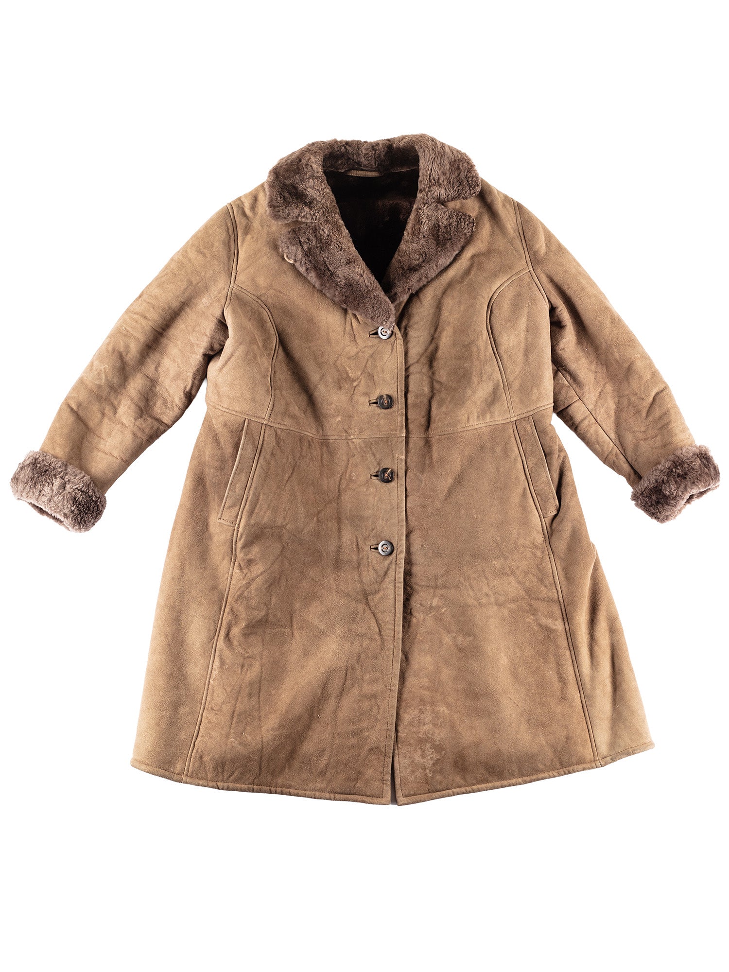 Vintage 90's Women Suede Sheepskin Coat in Brown by Northern Grip