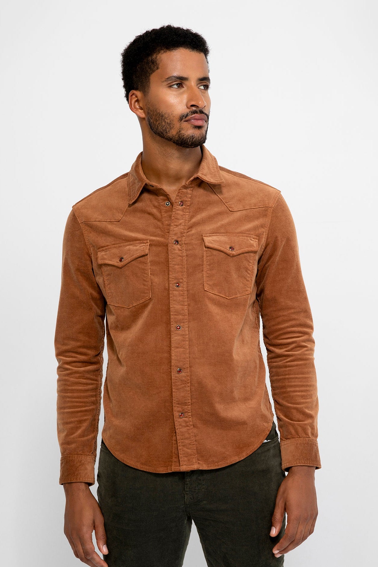 Eastwood Needle Cord Saddle Stretch Western Shirt by MONFRERE