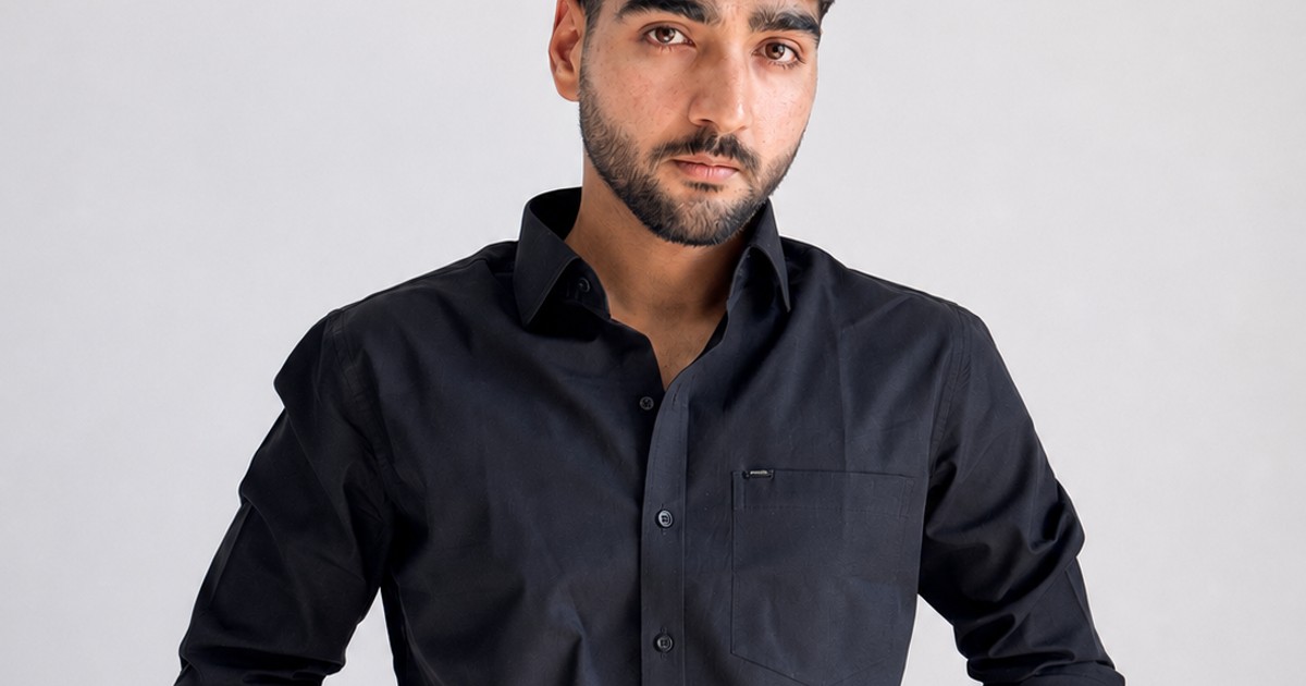 Men’s Premium Cotton Relaxed Fit Shirt – Black | Attirity by Attirity