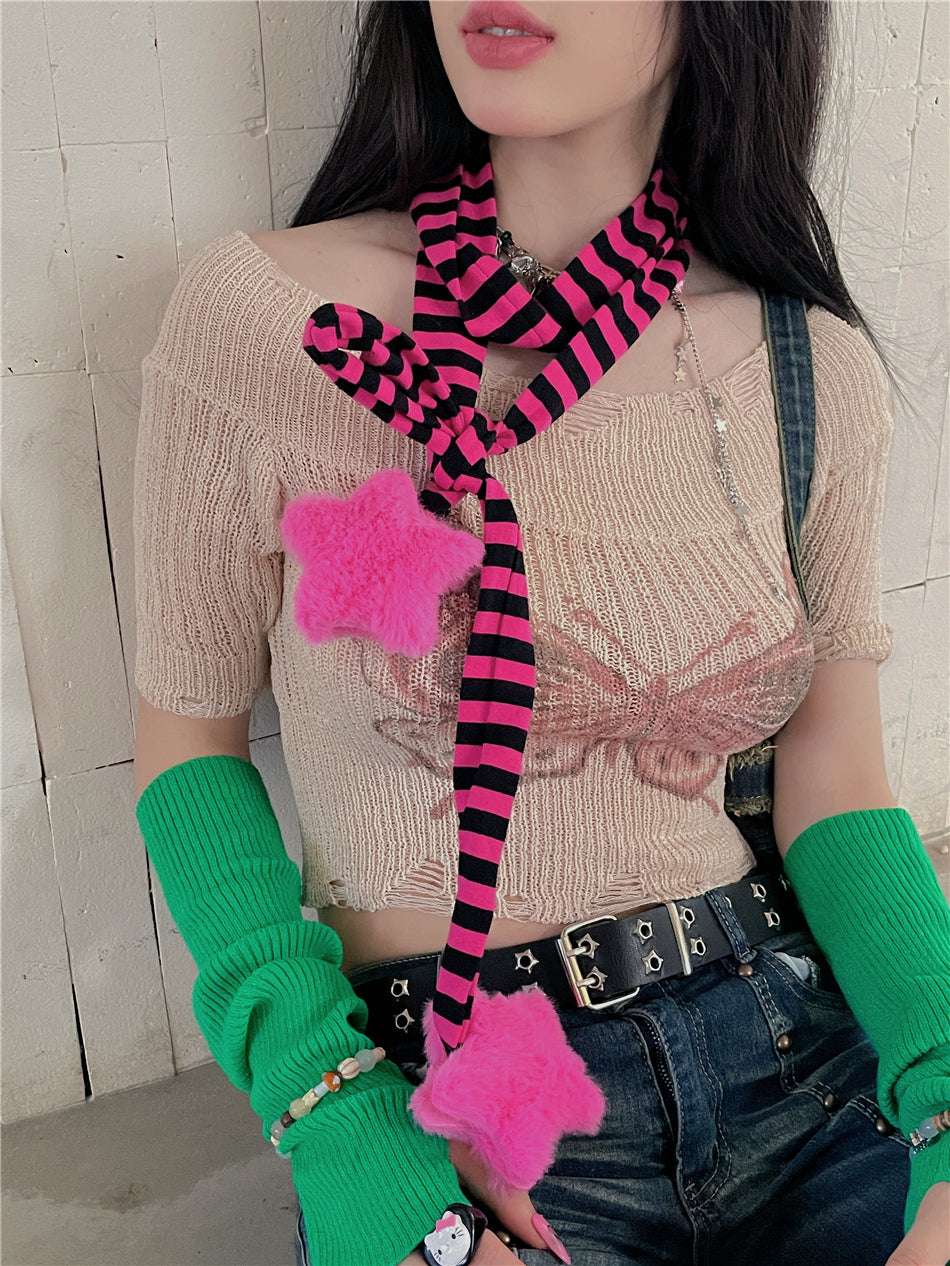 Harajuku Punk Striped Skinny Scarf - LET ME SEE by Land Decora