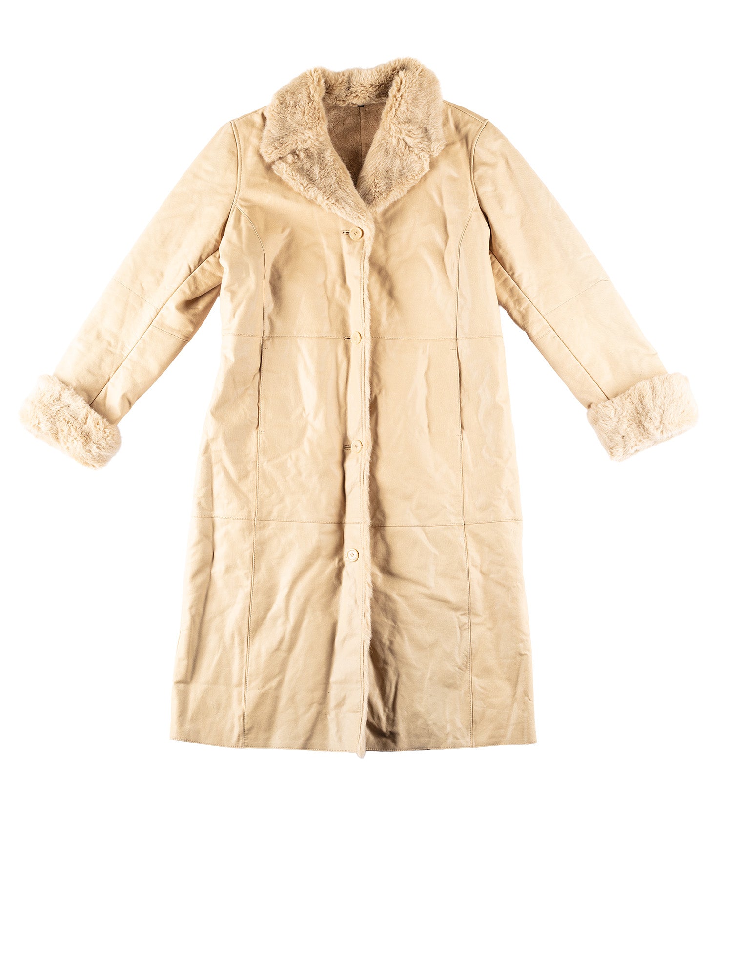 Vintage 70's Women Faux Sheepskin Penny Lane Coat in Beige by Northern Grip