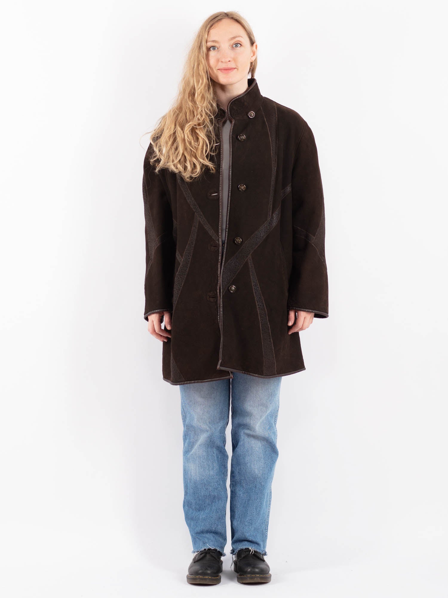 Vintage 80's Women Sheepskin Coat in Brown by Northern Grip