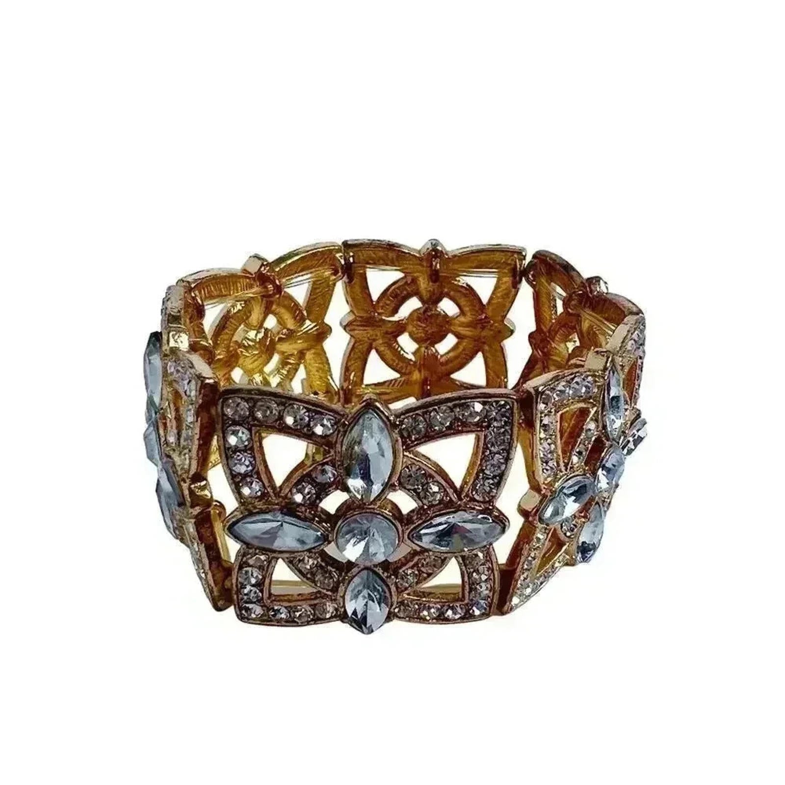 Gold Rhinestone Statement Bracelet Chunky Bohemian Boho Chic by Hot Girl Secondhand