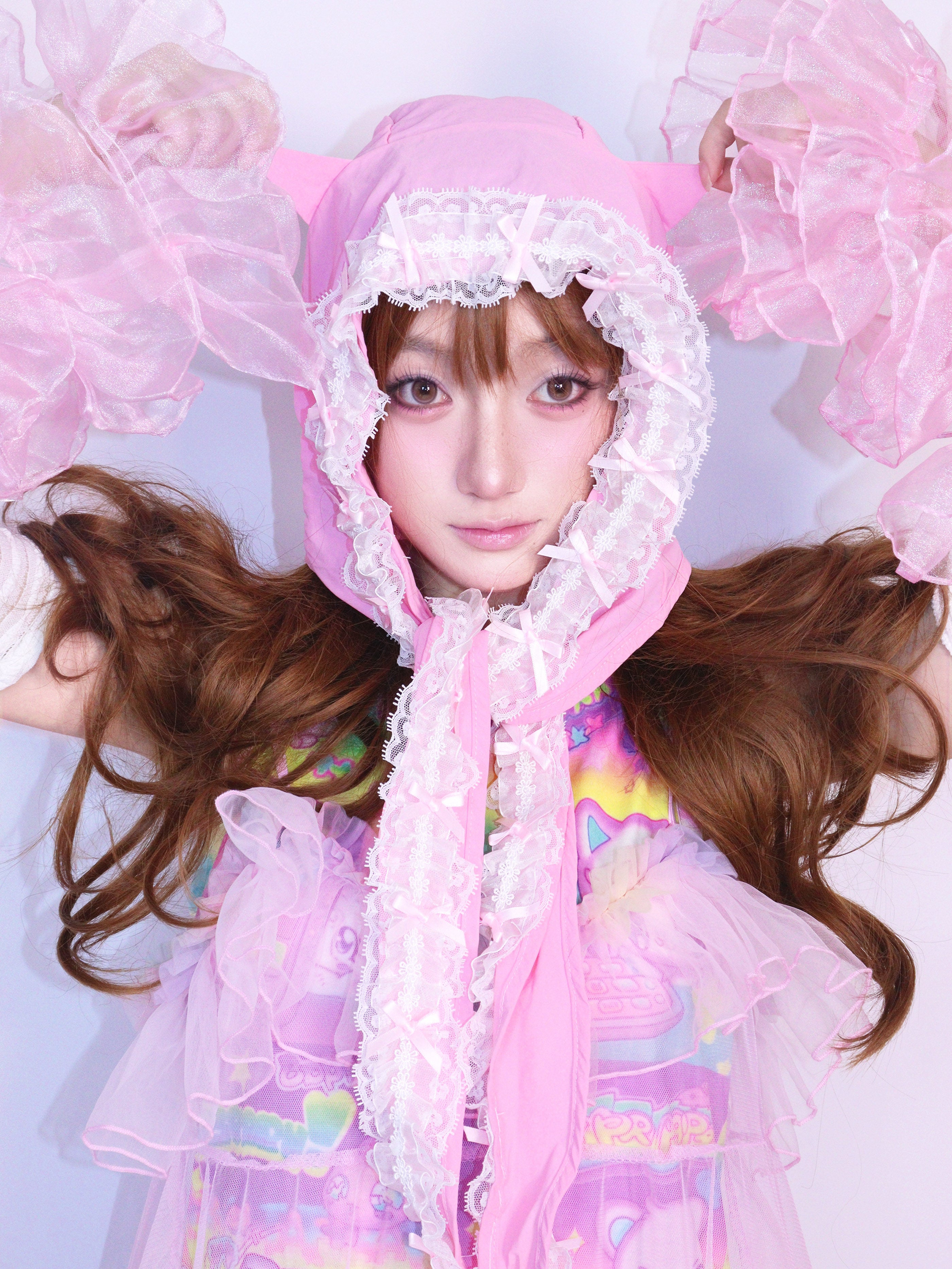 Y2K Cat Ear Sun Hat - Strawberry Devil by Land Decora