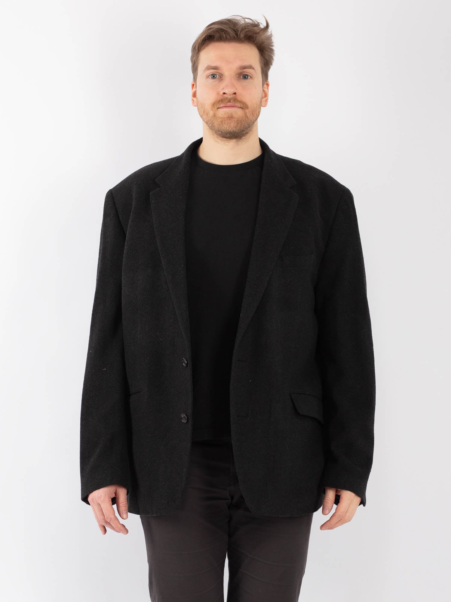 Vintage 90's Men Wool Blazer Jacket in Gray by Northern Grip