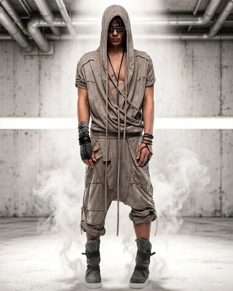 ASYMMETRIC DISTRESSED HOODED TEE by OFFCULTURE