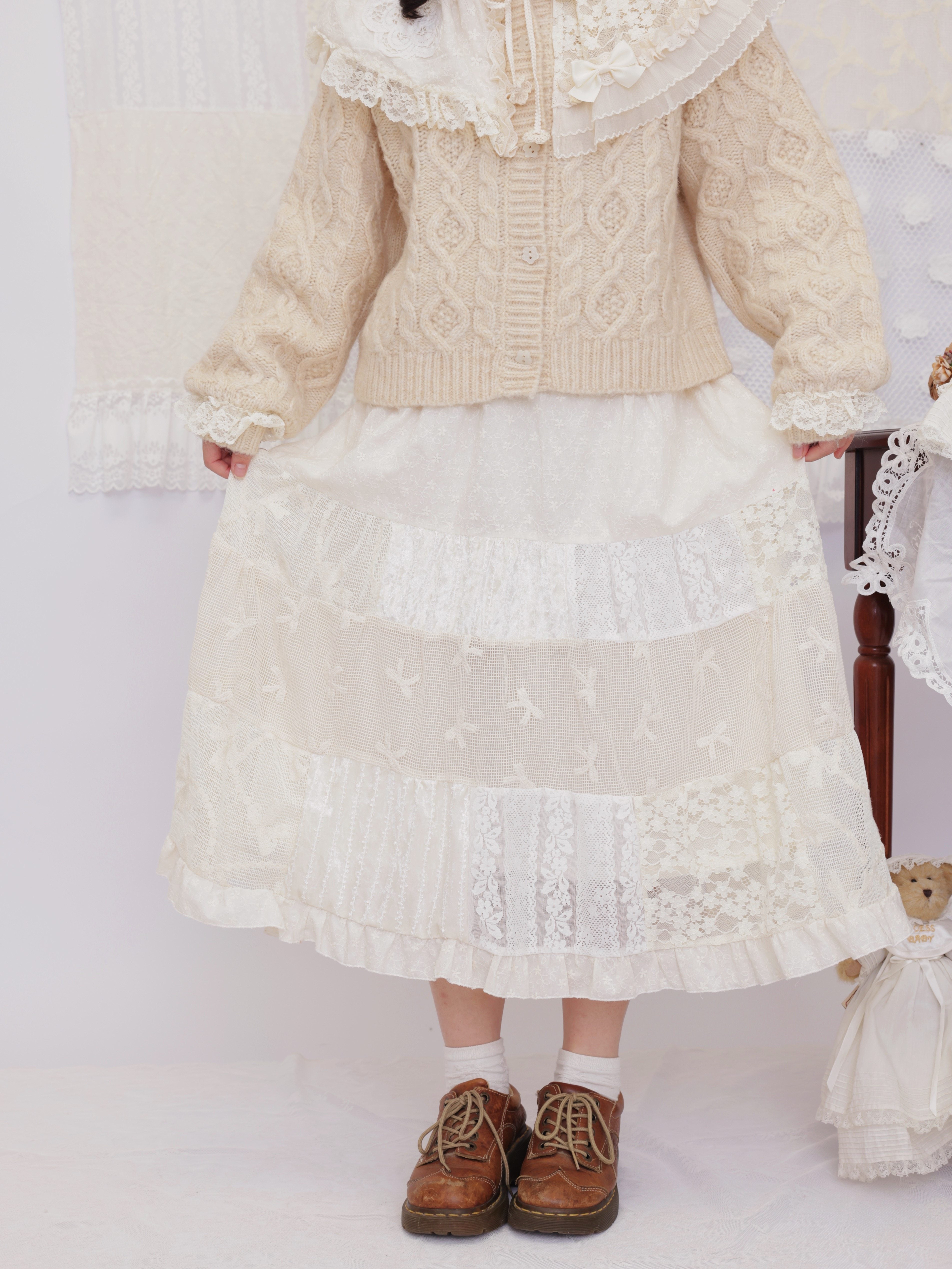 Vintage Lace Patchwork Cake Skirt - SemenCoicis by Land Decora