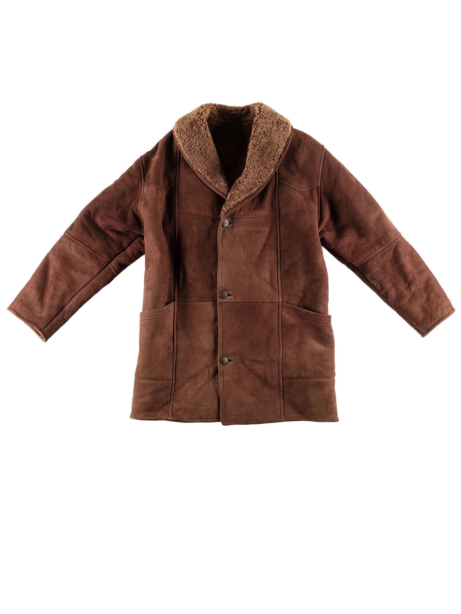 Vintage 80's Men Sheepskin Coat in Brown by Northern Grip