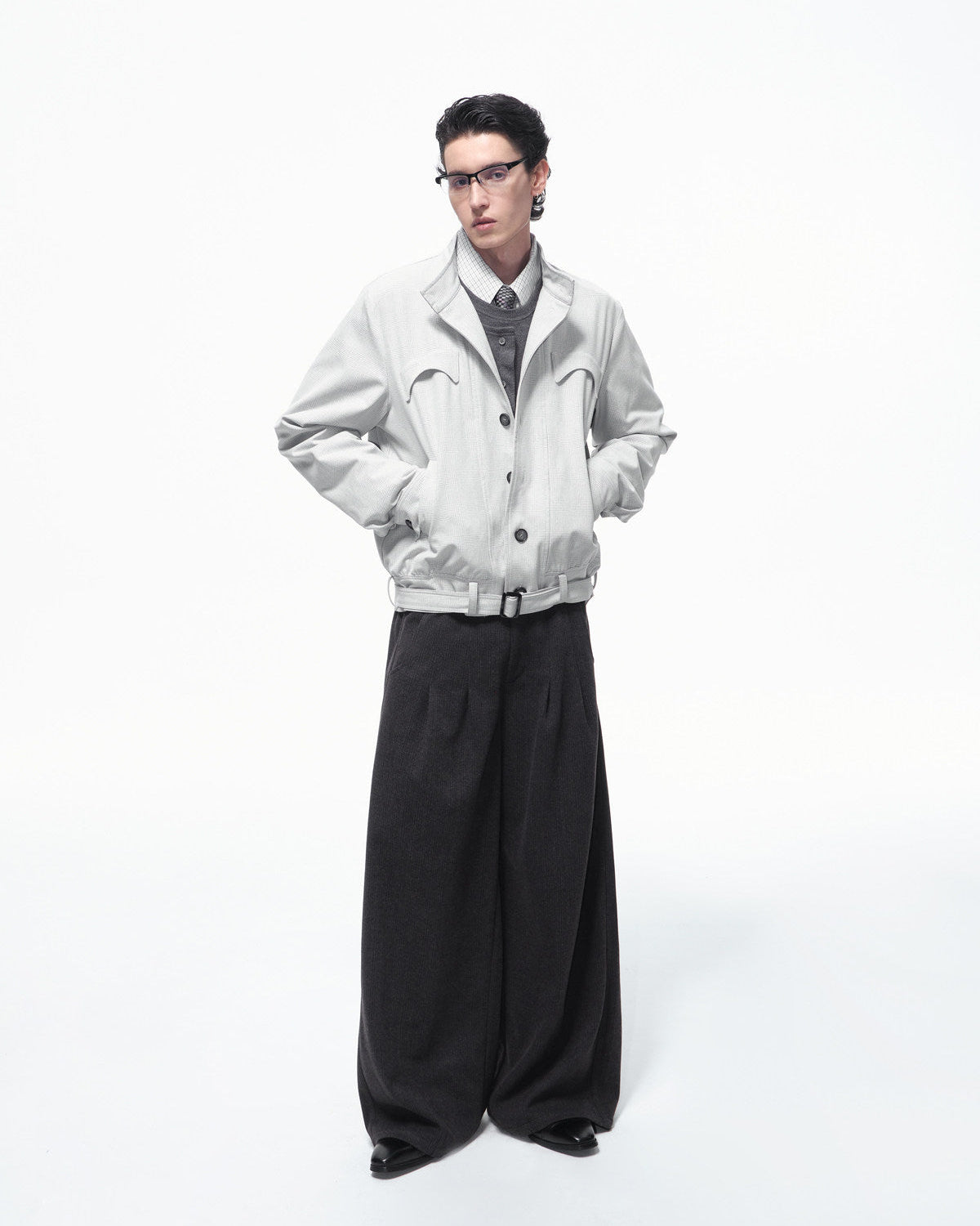 Wool Jacquard Wide Pants by OFFCULTURE